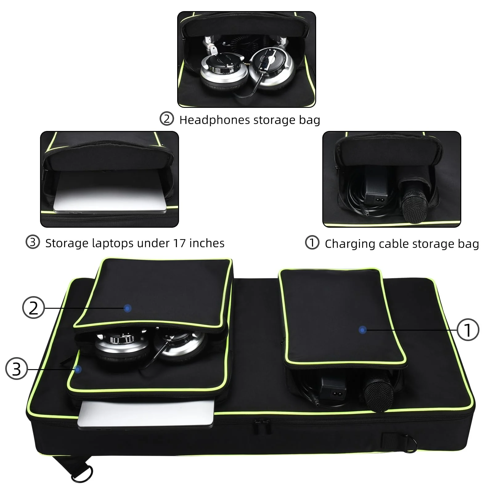 Large capacity DJ storage case for Alpha Theta DDJ-GRV6/Pioneer DDJ FLX10/DDJ 1000/DDJ 1000SRT, Multi-functional storage bag for Outdoors Party Bar DDJ Flx10 Case - Image 2