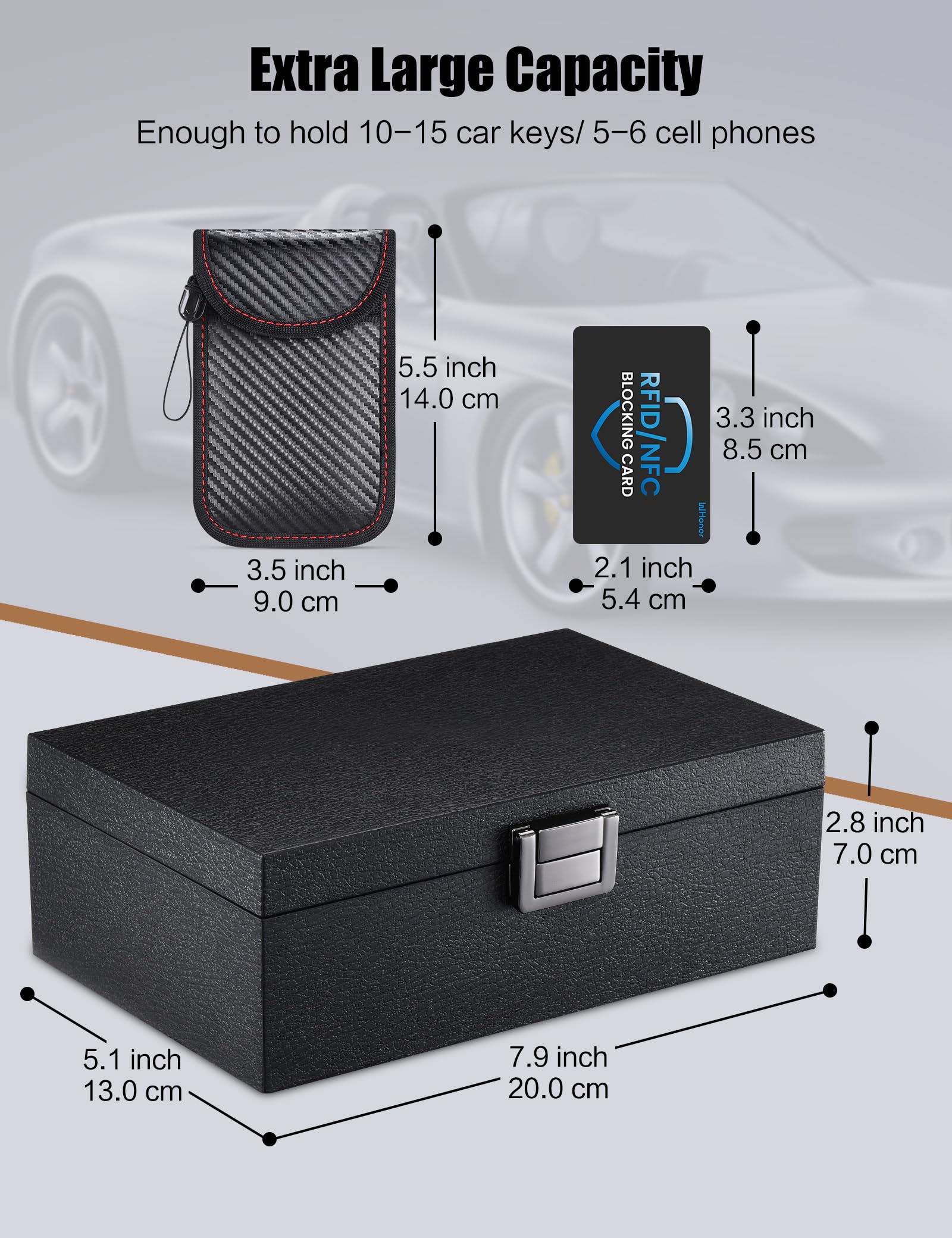 Large Faraday Box Key Fob Protector with Faraday Pouch and RFID Blocking Card 2 Pack, Key Fob Signal Blocker Box, Anti-Theft Rfid Box for Car Security - Image 6