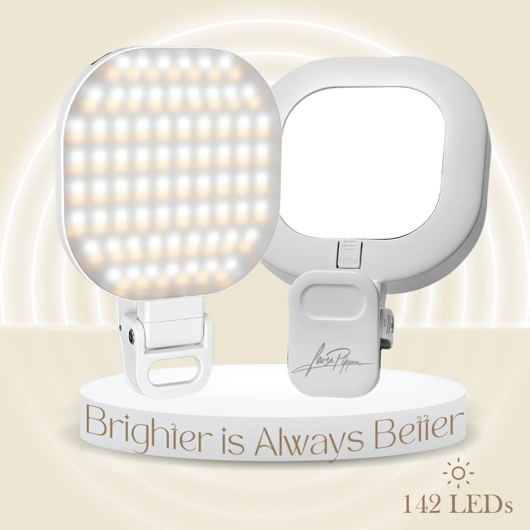 Larsa Pippen - The Larsa Light - LED Selfie Light with Clip & Glass Mirror - Rechargeable Selfie Light for Phone or Camera - 142 LEDs-Adjustable Brightness - Ideal for Makeup, TikTok, Content Creators - Image 3