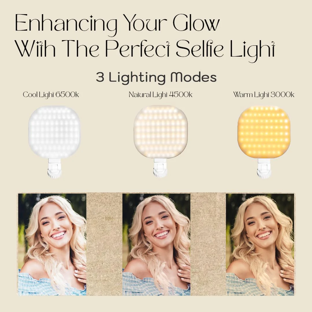 Larsa Pippen - The Larsa Light - LED Selfie Light with Clip & Glass Mirror - Rechargeable Selfie Light for Phone or Camera - 142 LEDs-Adjustable Brightness - Ideal for Makeup, TikTok, Content Creators - Image 6