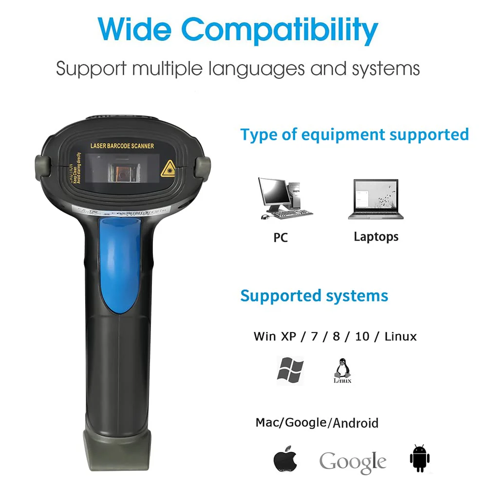 Laser 2.4G Wireless 1D Bar Code Scanners Readers for Computers PC Laptop, UNIDEEPLY Barcode Handheld, Hand Scanning Label UPC EAN Reader Gun Cordless Retails, Black - Image 5