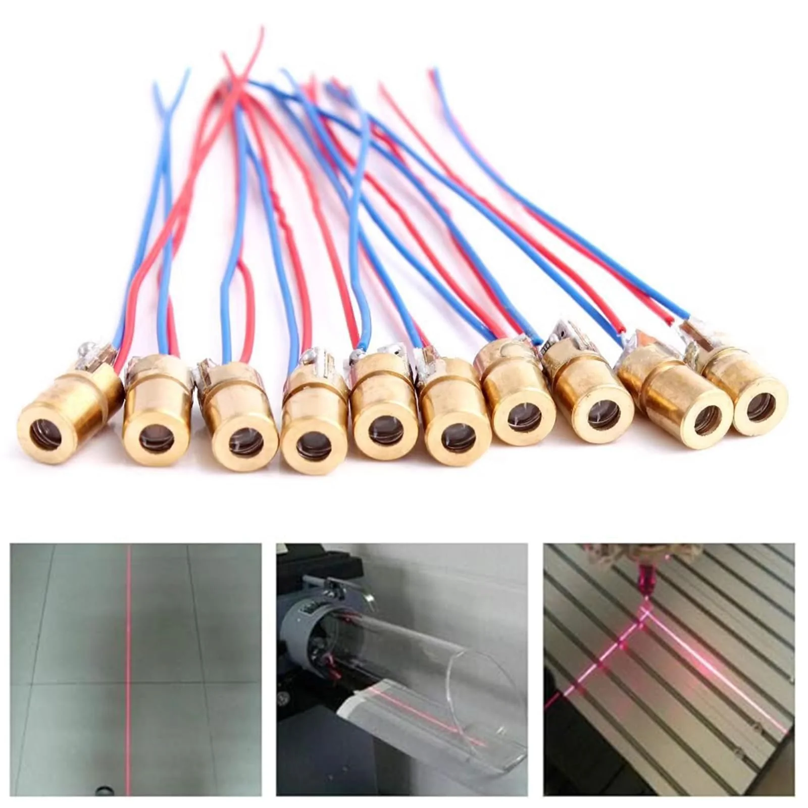 Laser Head Diode, Red Laser Modulem, Laser Dot Diodes, 10 Pieces Red Laser Diode 3 V, Connections Head Outer Diameter 3 V 650 nm 5 mW 6 mm, for Level Meter Floor Instrument - Image 5