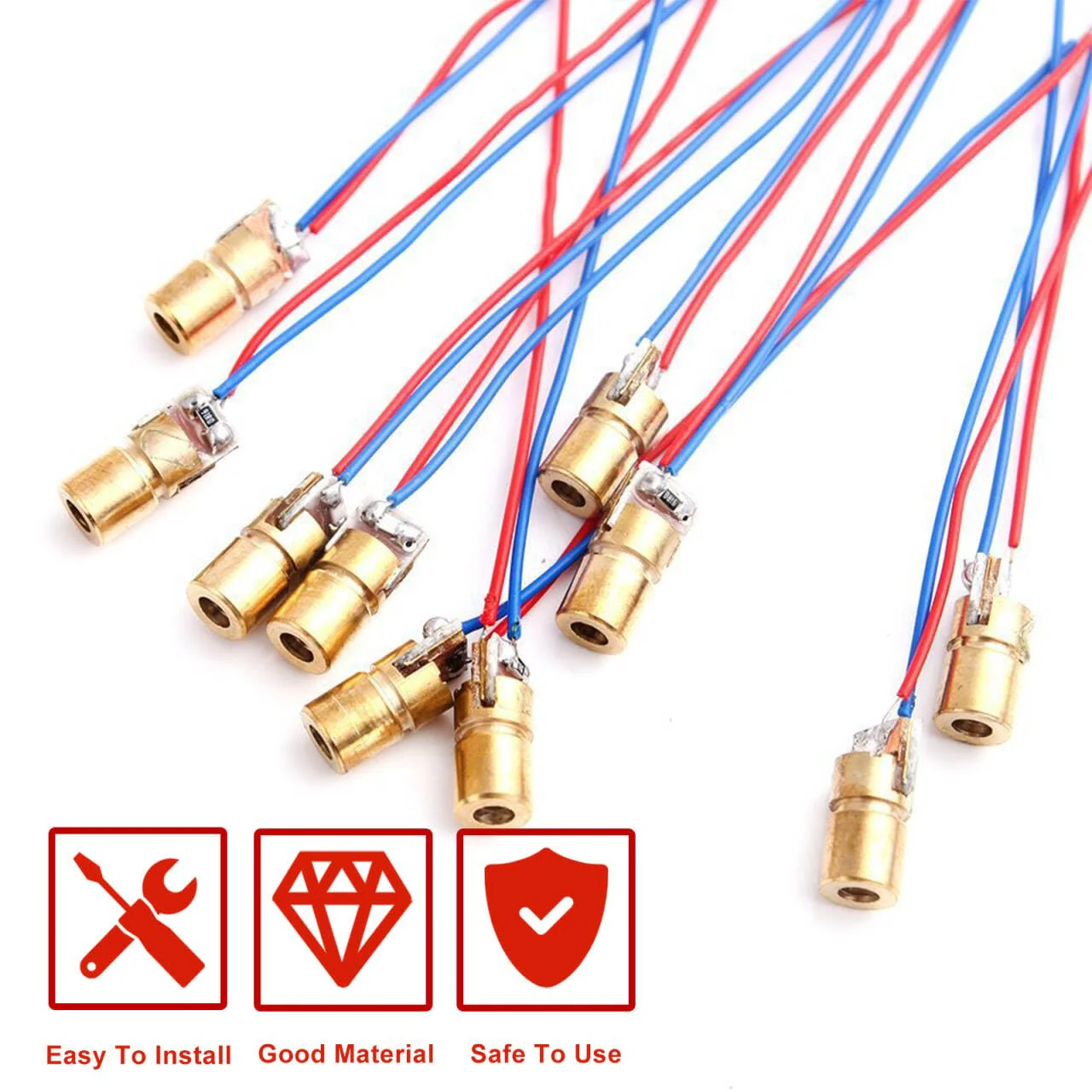 Laser Head Diode, Red Laser Modulem, Laser Dot Diodes, 10 Pieces Red Laser Diode 3 V, Connections Head Outer Diameter 3 V 650 nm 5 mW 6 mm, for Level Meter Floor Instrument - Image 6