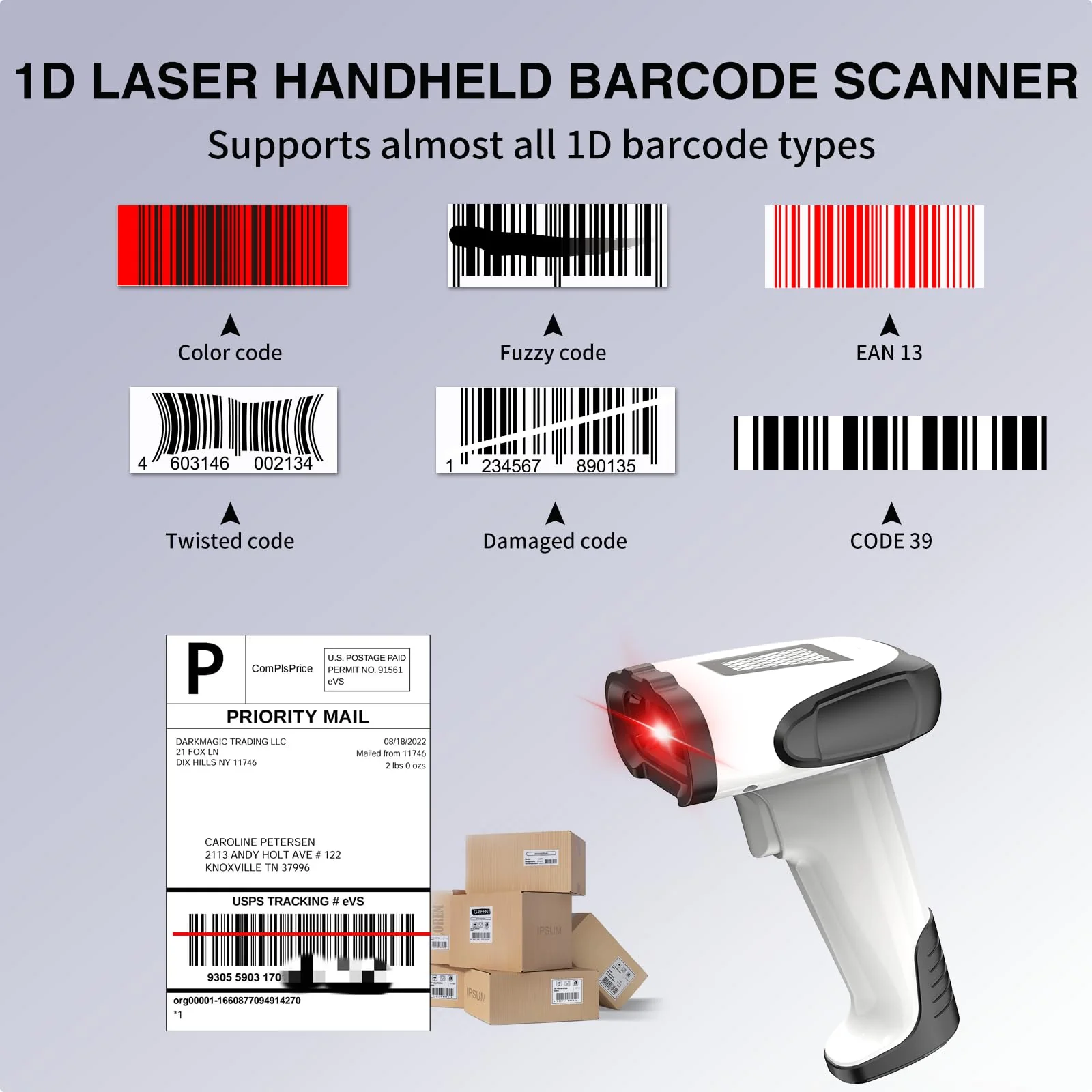 Laser Wireless Handheld Barcode Reader with Stand Bluetooth & 2.4Ghz and USB Wired 3 in 1 Working 1800mAh for Computer POS, Handheld 1D Bar Code Reader for Warehouse Library Supermarket B - Image 2