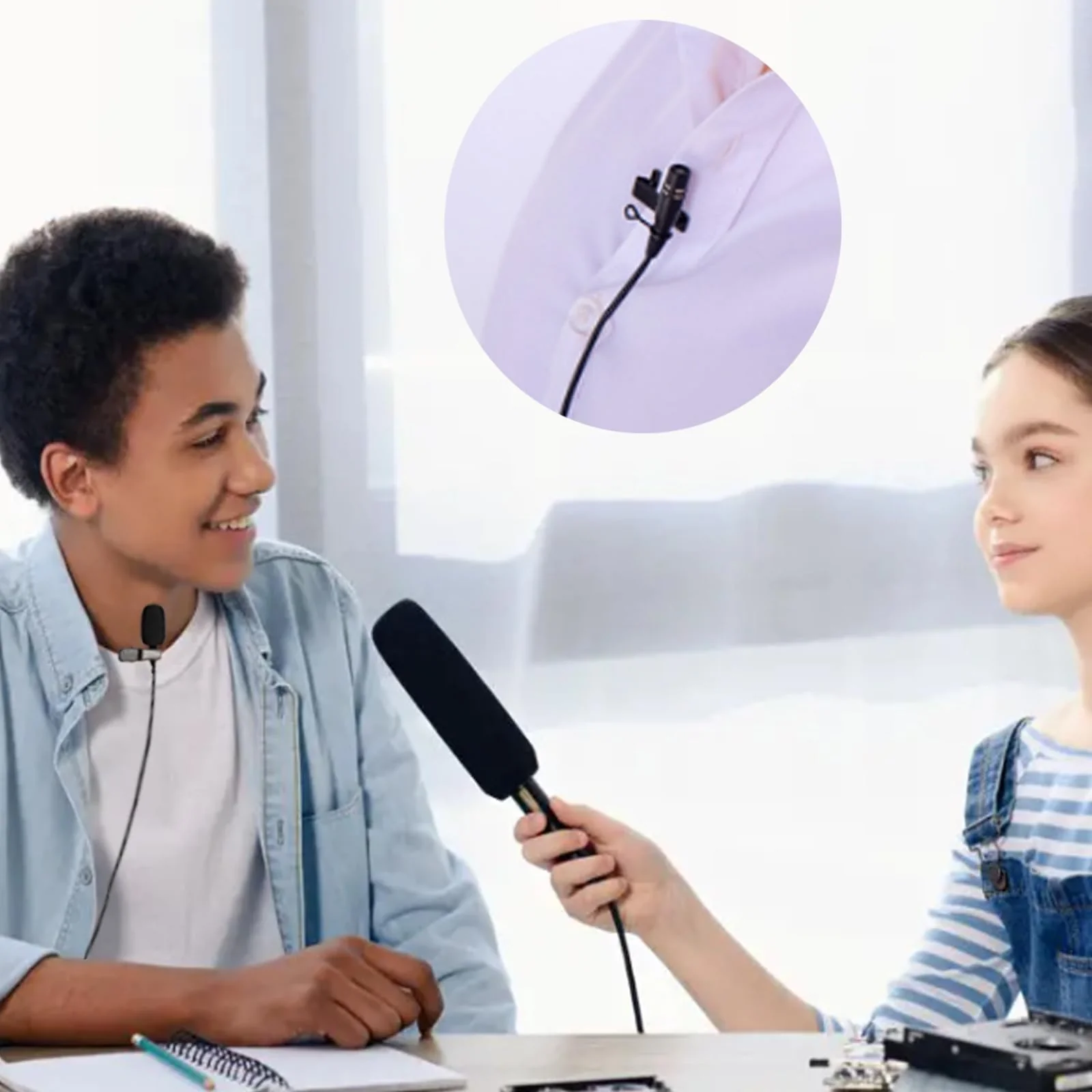 Lavalier Lapel Microphone Unidirectional Condenser Super Cardioid Mic Compatible with Shure Wireless Bodypack Transmitter System with Mini XLR 4 Pin TA4F Plug Mini XLR TA4F Plug Compatible with Shure Only - Image 3