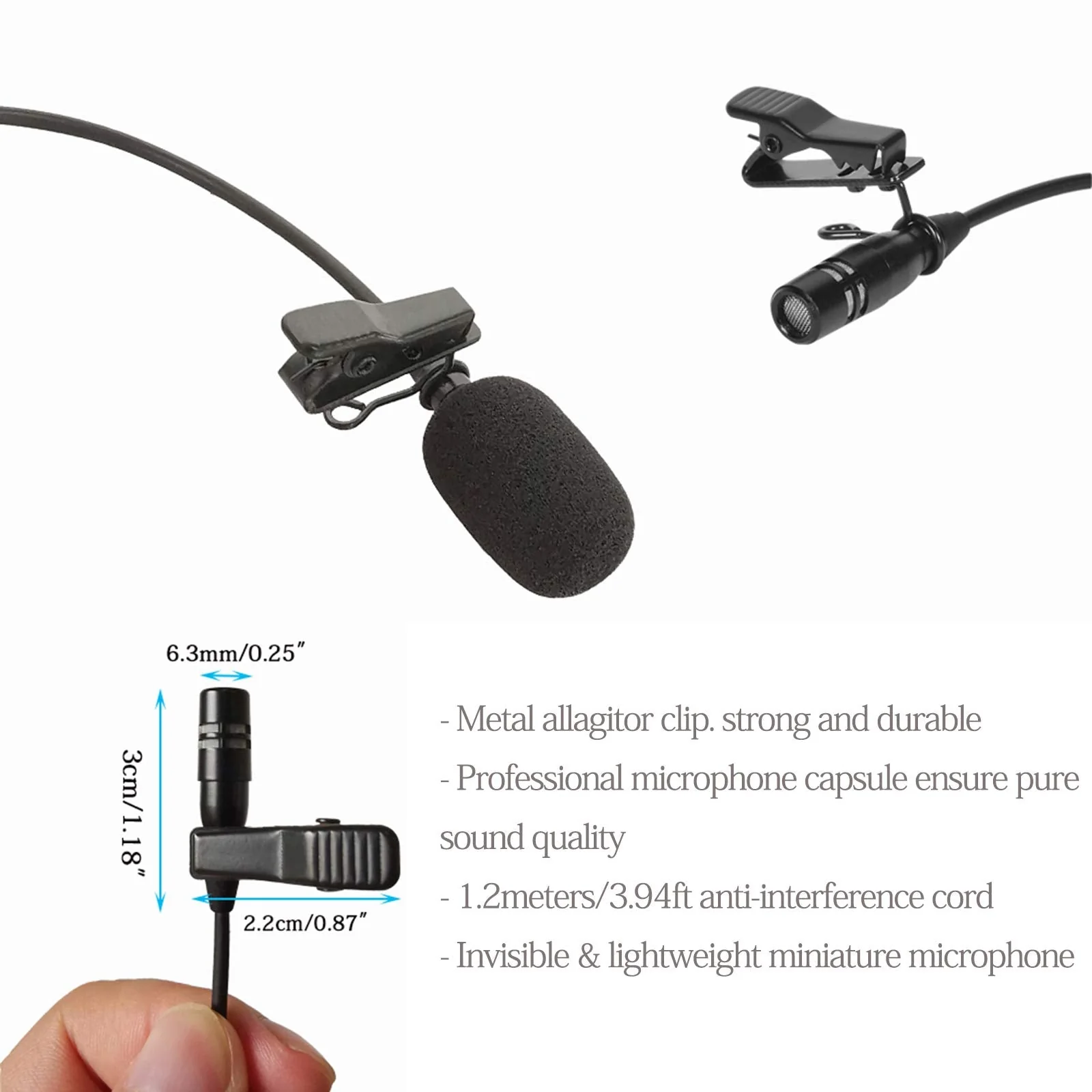Lavalier Microphone Lapel Microphone Compatible with Shure Wireless Transmitter - Unidirectional Condenser Mic - Mini XLR TA4F Plug Mini XLR TA4F Plug for Shure Only - Image 5