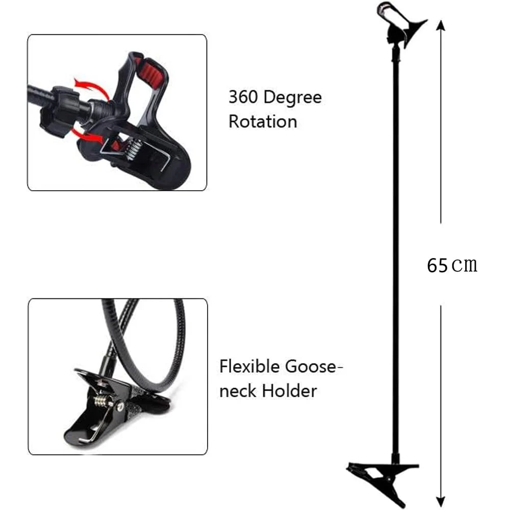 Lazy Bracket Universal 360 Degree Rotation Flexible Long Arms Gooseneck Cell Phone Holder, Adjustable Clamp Clip Desktop Bed Mobile Phone Stand for Bedroom, Office, Kitchen (White) White - Image 7