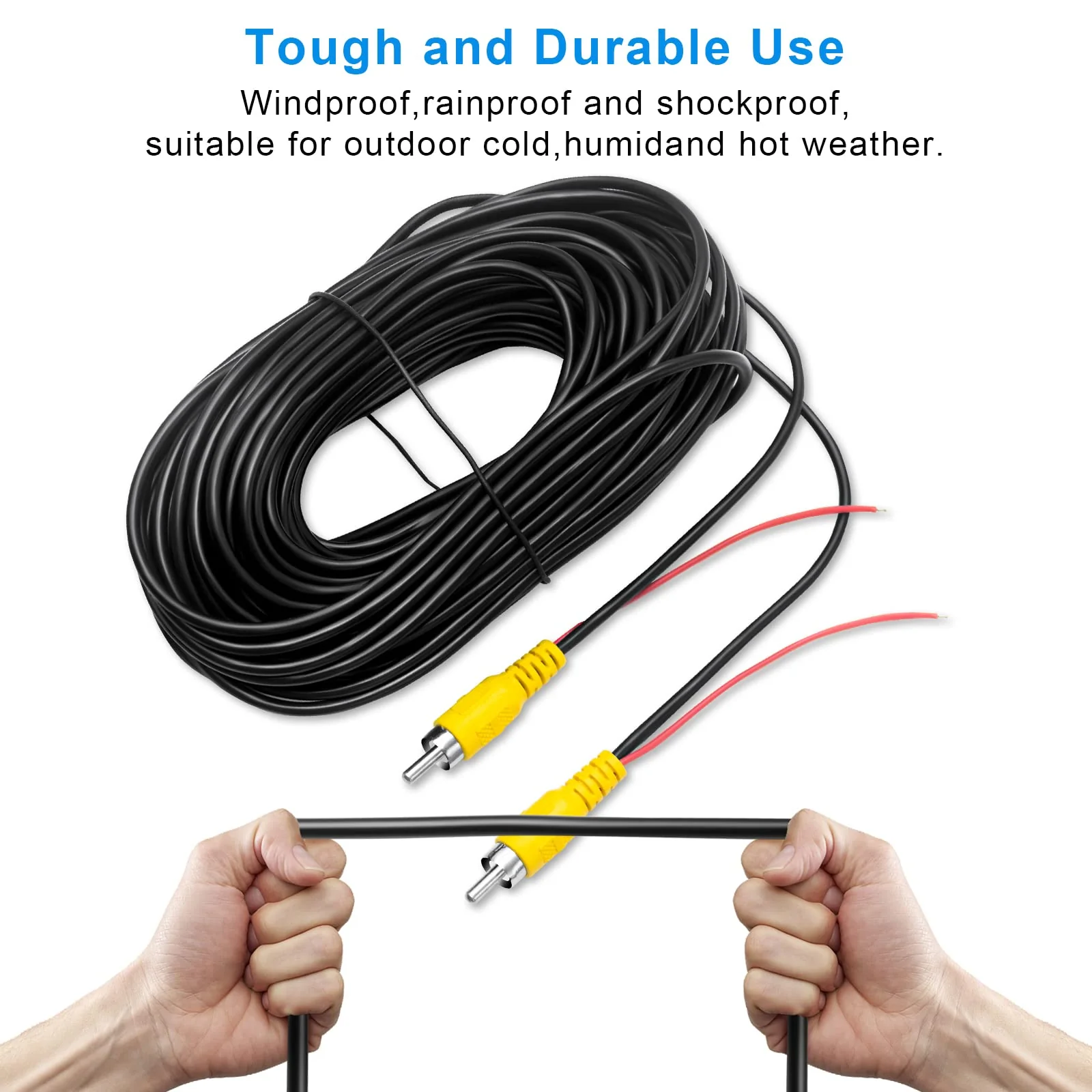 LBW Premium Backup Camera RCA Video Cable, Car Reverse Rear View Parking Camera Video Cable with Detection Wire (33FT/10 Meters), RCA Video Cable for Monitor and Backup Rear View Camera Connection - Image 4