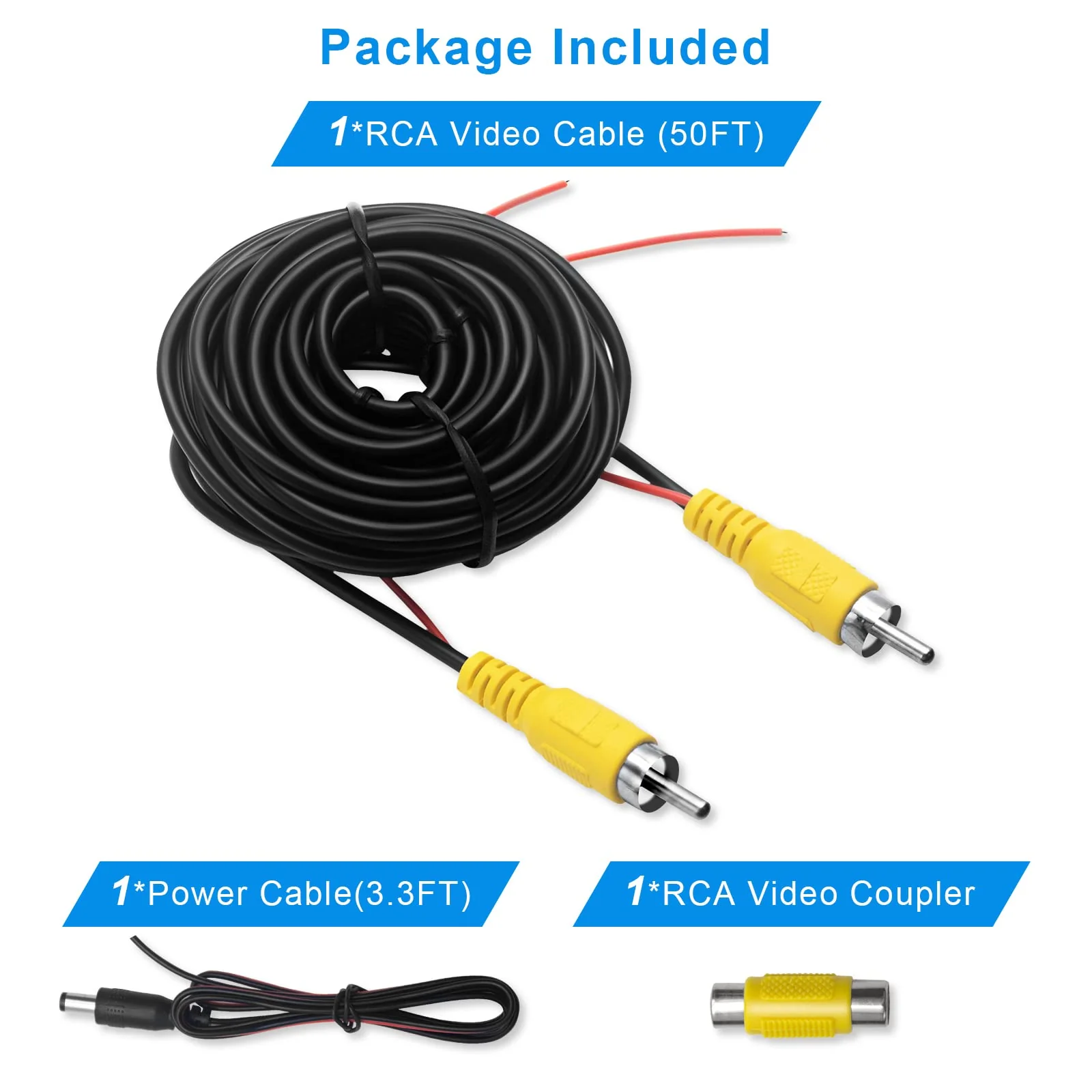 LBW Premium Backup Camera RCA Video Cable, Car Reverse Rear View Parking Camera Video Cable with Detection Wire (33FT/10 Meters), RCA Video Cable for Monitor and Backup Rear View Camera Connection - Image 7