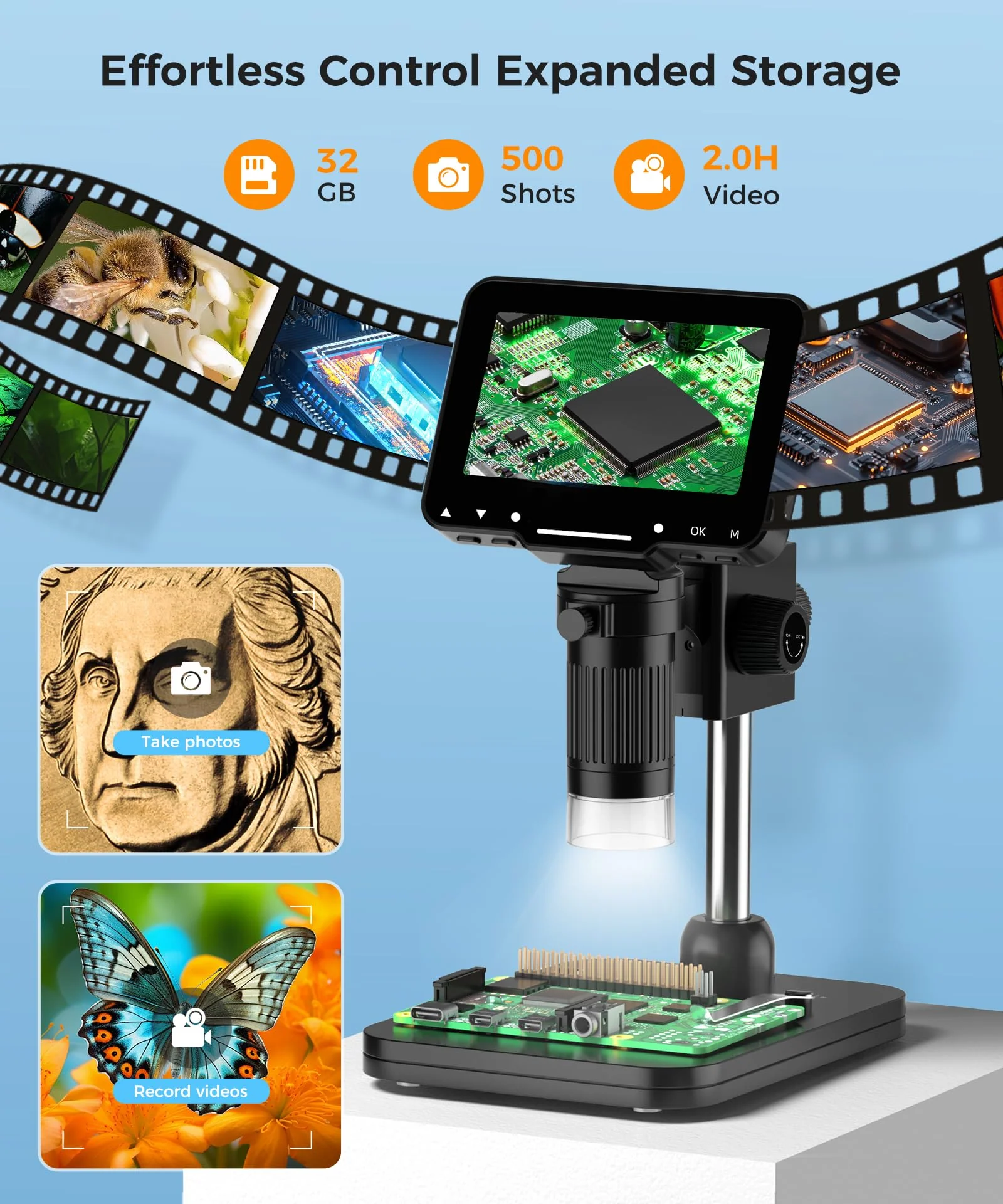 LCD Digital Microscope,4.3 Inch 1080P 10 Megapixels,10MP Camera Video Recorder with HD Screen,1-1000X Magnification Zoom Wireless USB Stereo Microscope Camera, - Image 6