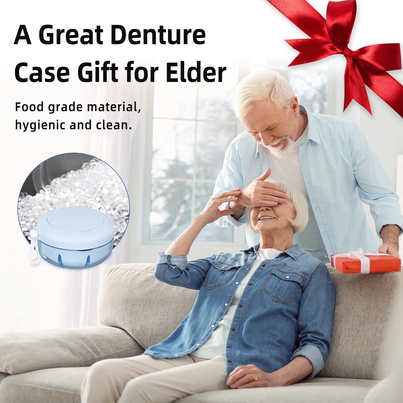 Leak Proof Denture Cup Kit Portable Retainer Case Perfect for Travel, Denture Case Container Cleaning Care for Dentures Aligner Mouth Guard with Denture Brush,Strainer, Removal Tool and Mirror Blue - Image 6