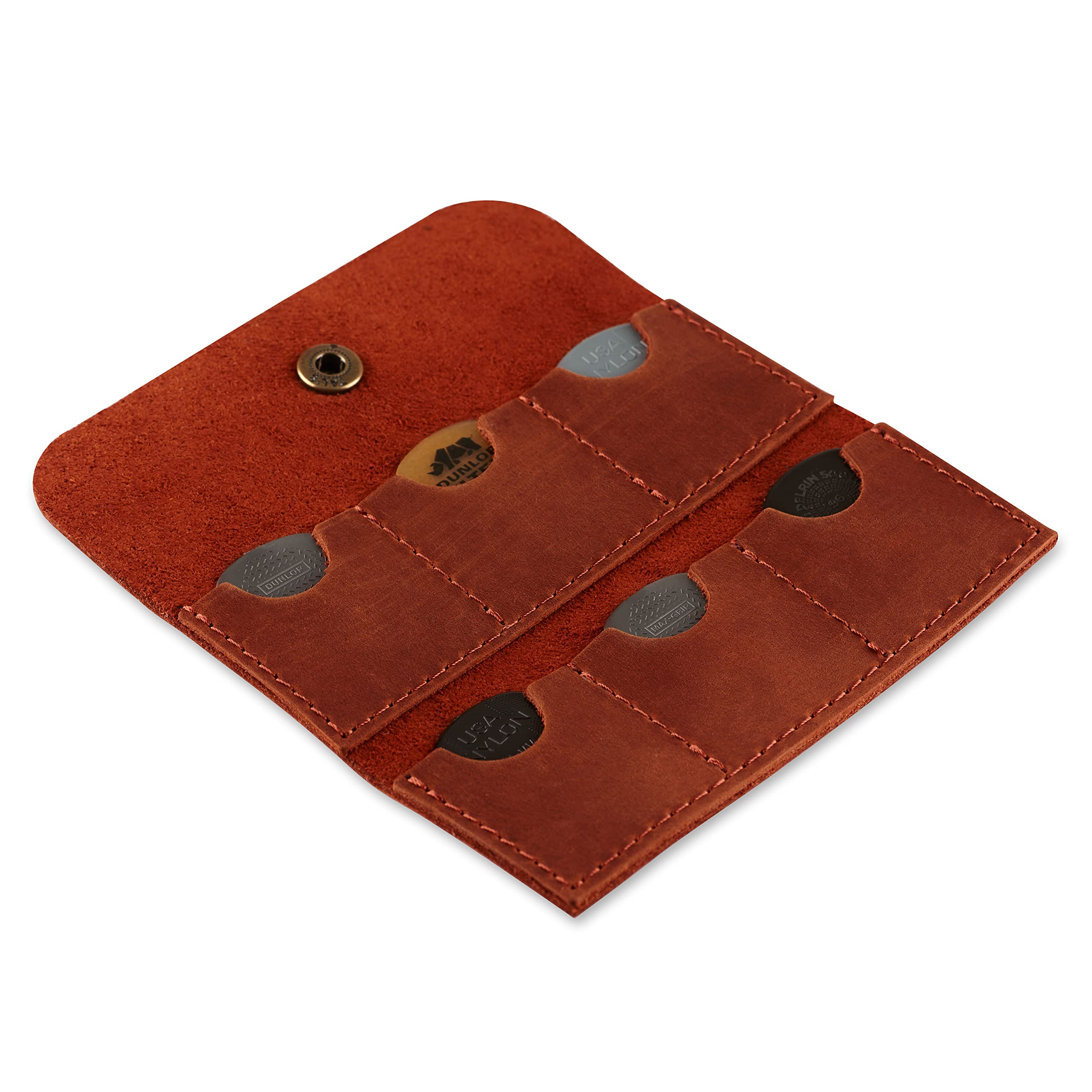 Leather Guitar Pick Holder, Guitar Pick Holder Case Bag, Plectrum Case Bag, Pick Cover, Gift for Guitar Players (Cognac) Cognac - Image 4
