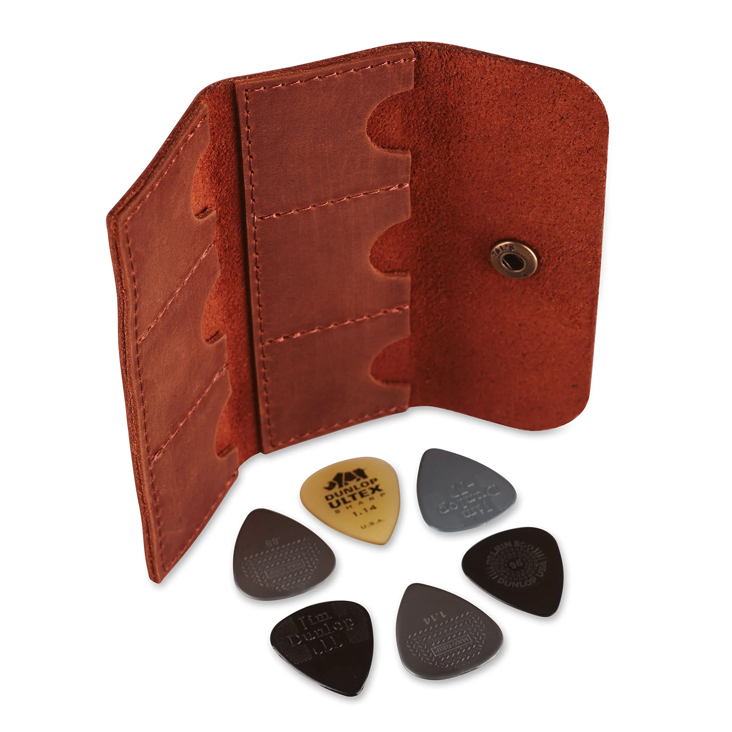 Leather Guitar Pick Holder, Guitar Pick Holder Case Bag, Plectrum Case Bag, Pick Cover, Gift for Guitar Players (Cognac) Cognac - Image 5