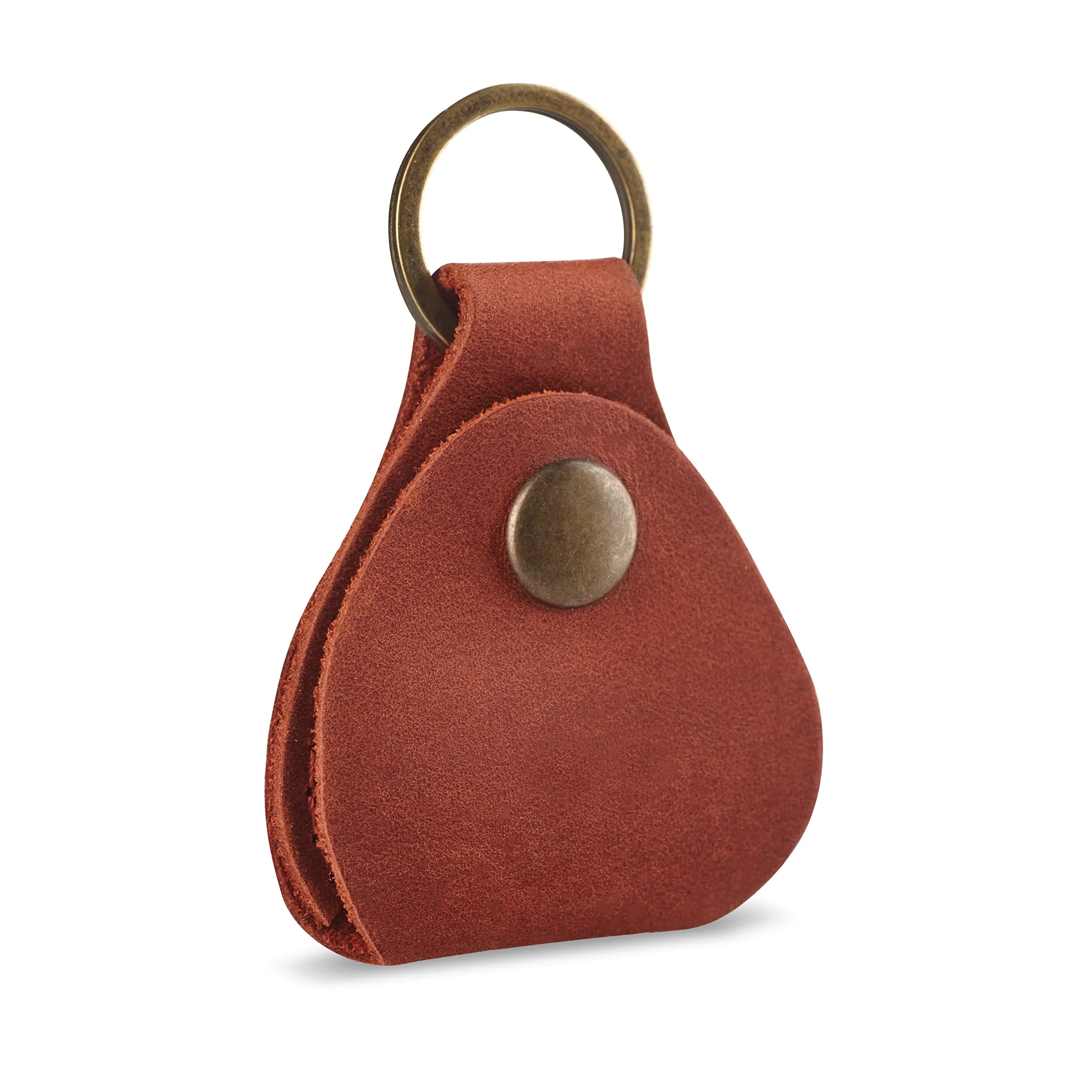 Leather Guitar Pick Holder Keychain, Guitar Pick Holder Case Bag, Plectrum Key Fob Cases Bag, Gift for Guitar Players (Cognac) Cognac - Image 5