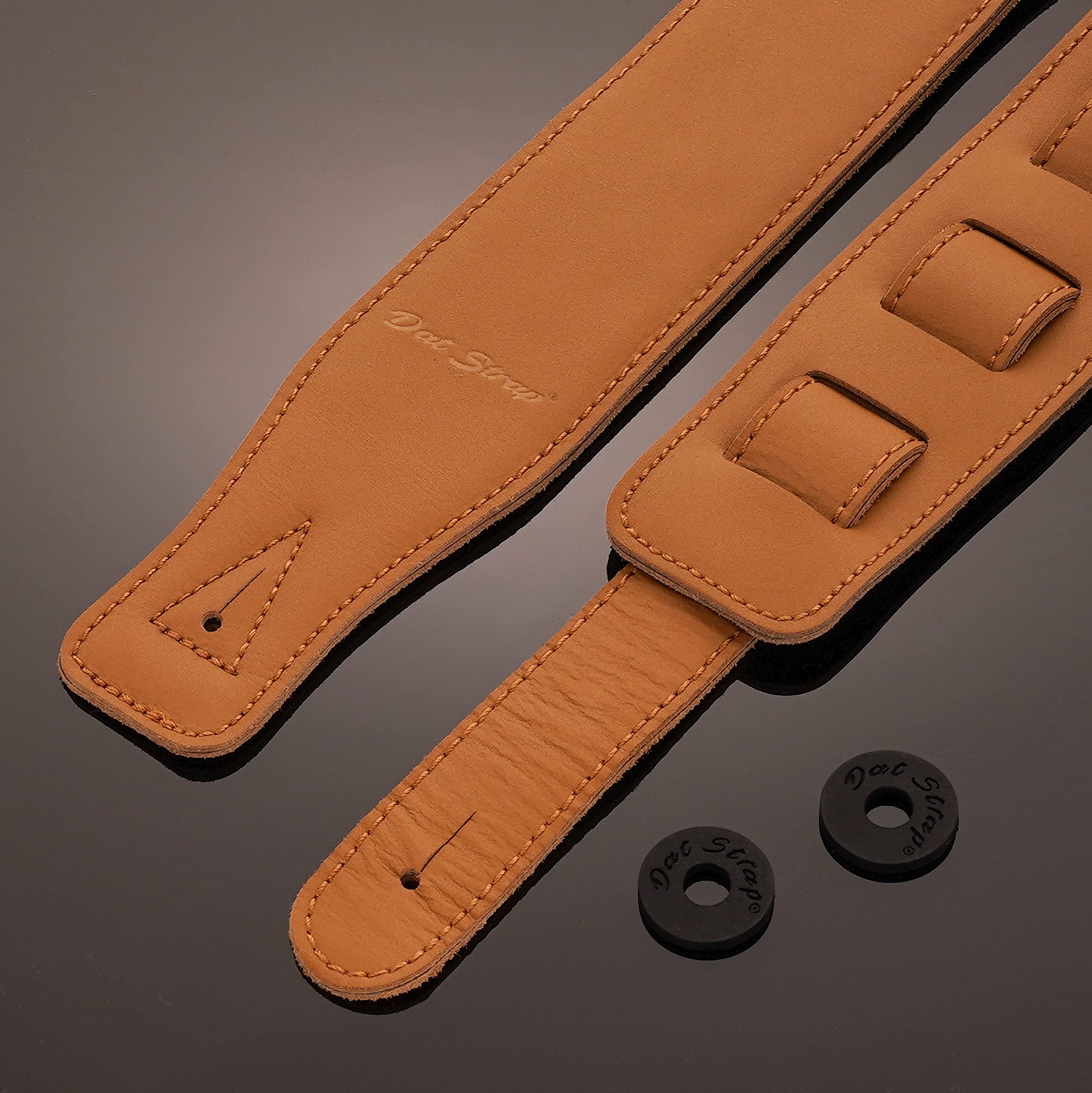 Leather Guitar Strap | for Electric, Acoustic, Electro-Acoustic, Bass, and Classical Guitar | Padded for Extra Comfort | Light Brown | Includes 2 FREE Pick Geek Steel Picks Standard - Image 6