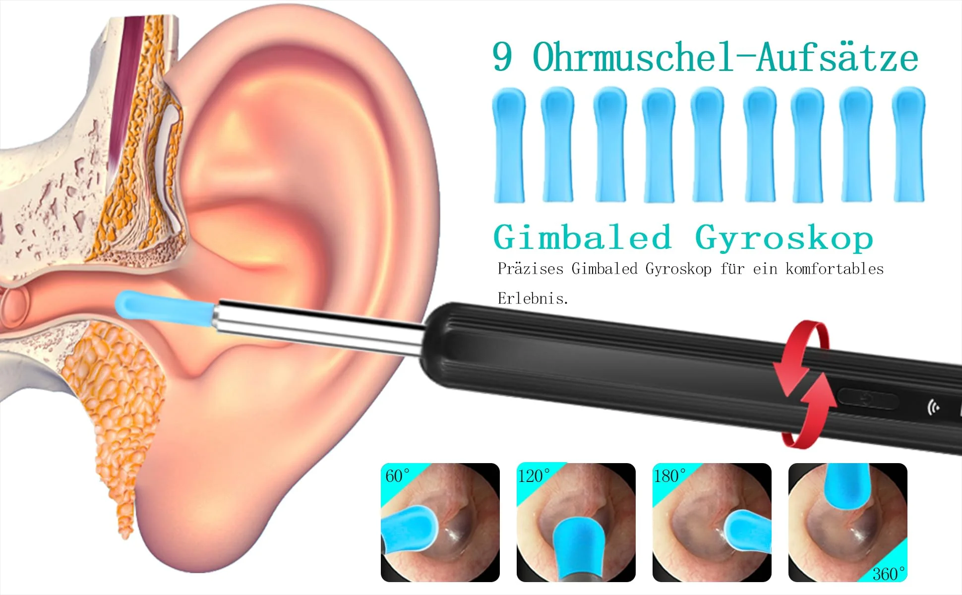 LEBEXY Ear Cleaner Ear Wax Remover Otoscope 1920P WiFi Ear Cleaner Camera with 6 LEDs Ear Camera 10 mm Focal Length Ear Endoscope Ear Cleaning Ear Mirror for Android/IOS/Harmony OS - Image 6