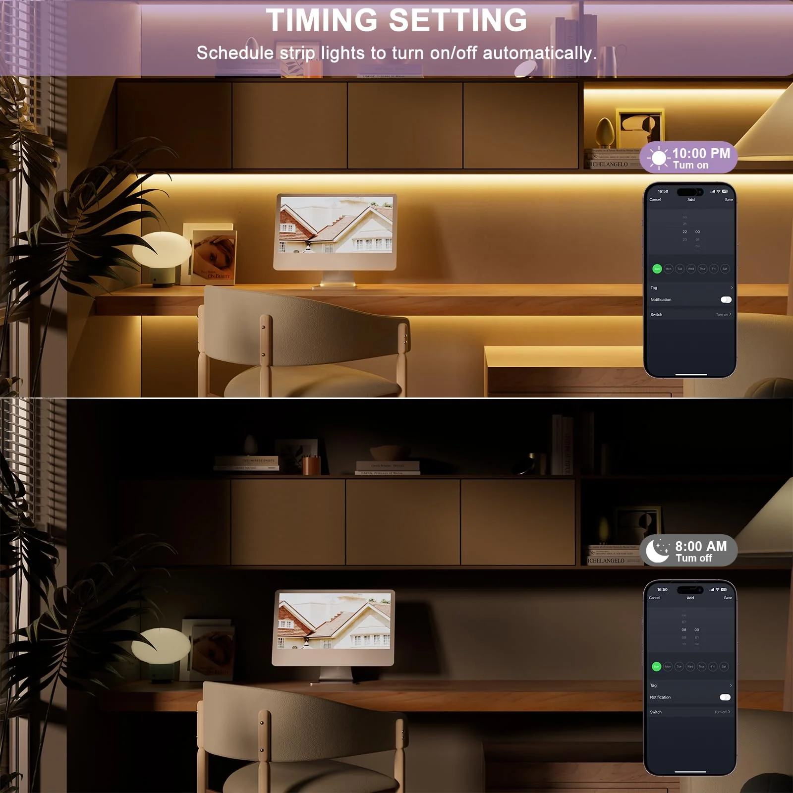 LED Controller Dimmer for CCT COB LED Strip Light,with APP Control,IR Remote,Memory Function,Timing Function for 3-pin Led Strip Lights to Bluetooth/2.4 G Wi-Fi Connection,DC12V 24V - Image 4