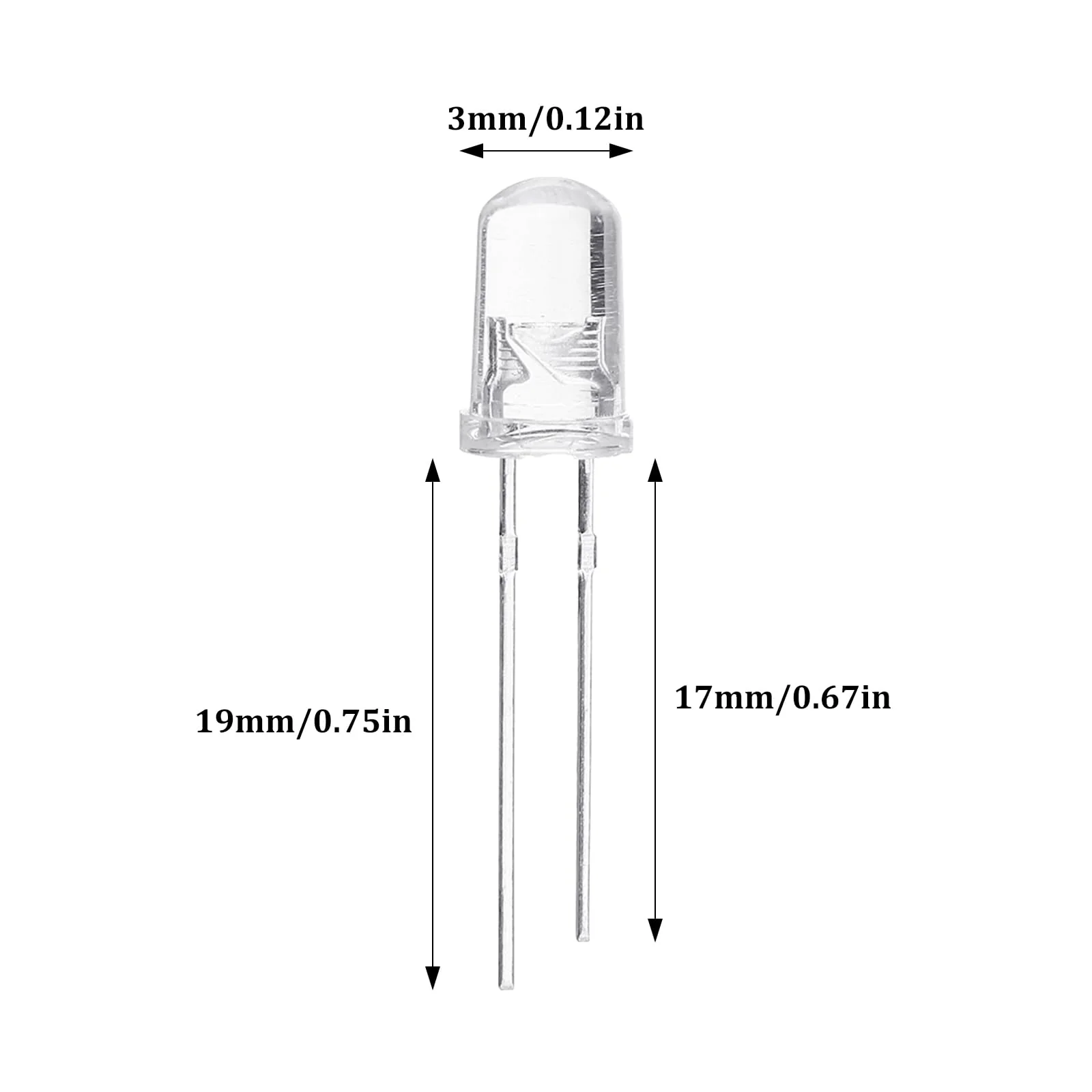 LED Diode 3 mm Light Emitting Diodes Set Warm White Red Blue Green Chartreuse White Orange Purple Pink Yellow Diodes 2 Pin (10 Colours, Pack of 200) - Image 2