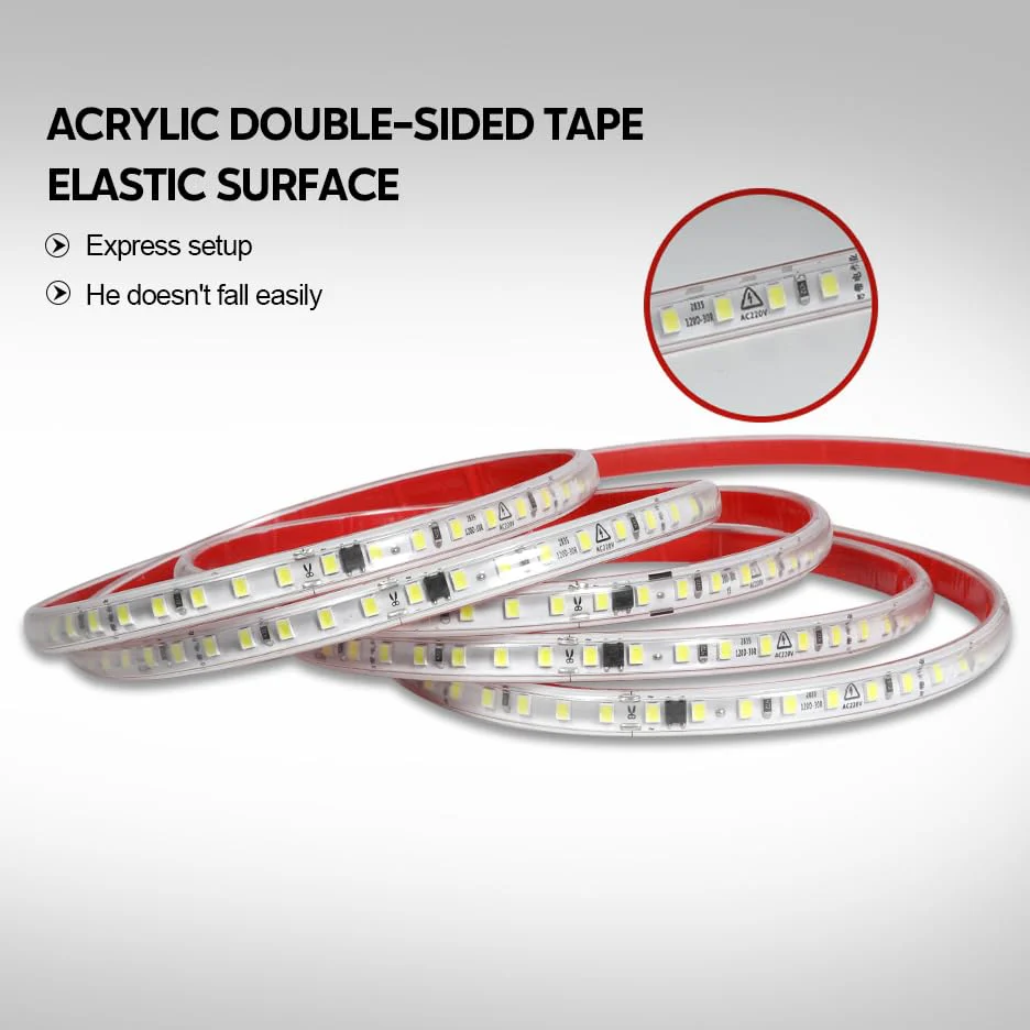 LED Lights 6.56 ft AC 120V Hardwired LED Strip Lights 2M SMD 2835 LED Tape Light Flexible White LED Strips 4000K 110 Volt with ON/Off Switch (White, 6.56ft) White 4000K - Image 6