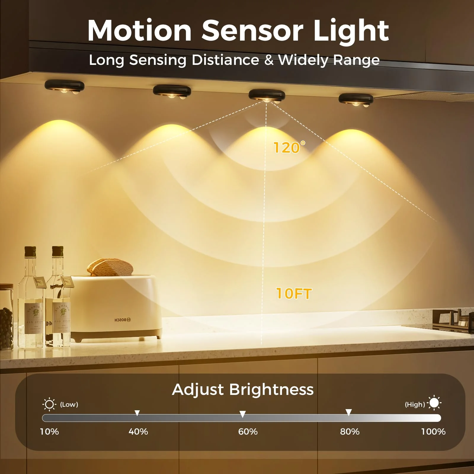 LED Motion Sensor Puck Lights, Small Rechargeable Under Cabinet Light, Dimmable Warm White Closet Lights, Wireless Under Cabinet Lighting for Drawer, Kitchen (6 Pack) 6 pack-Black - Image 2