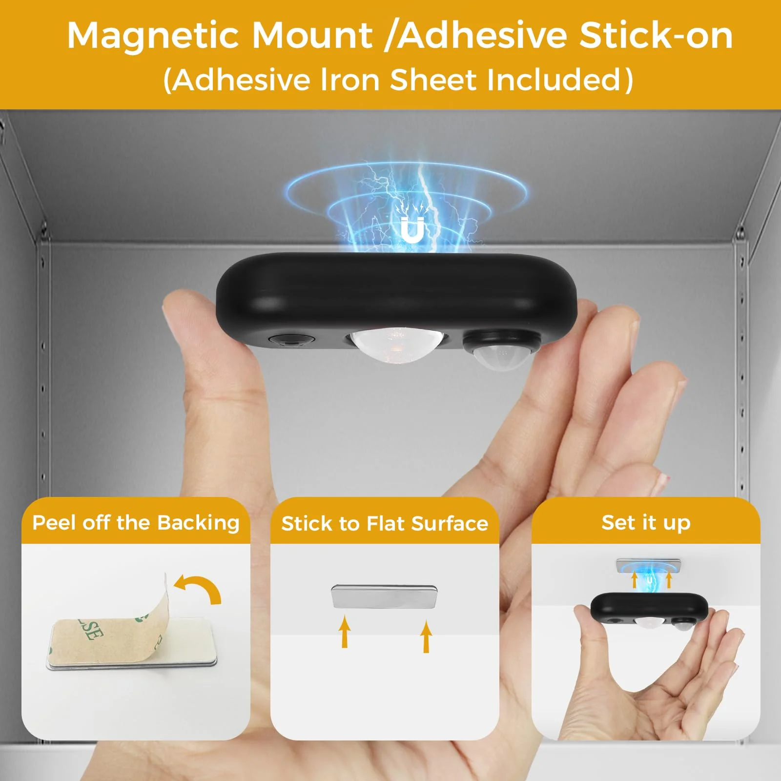 LED Motion Sensor Puck Lights, Small Rechargeable Under Cabinet Light, Dimmable Warm White Closet Lights, Wireless Under Cabinet Lighting for Drawer, Kitchen (6 Pack) 6 pack-Black - Image 6