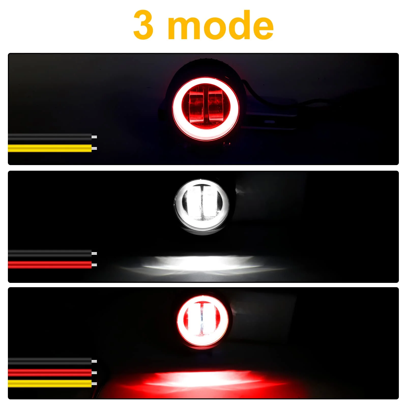 LED Motorcycle Driving Lights, 20W Round LED Daytime Running Light 3-Inch Motorcycle Additional Lights 12V/24V Fog Lamps for 4x4 ATV Tractor Offroad Motorbike, Red (Include Switch) - Image 2