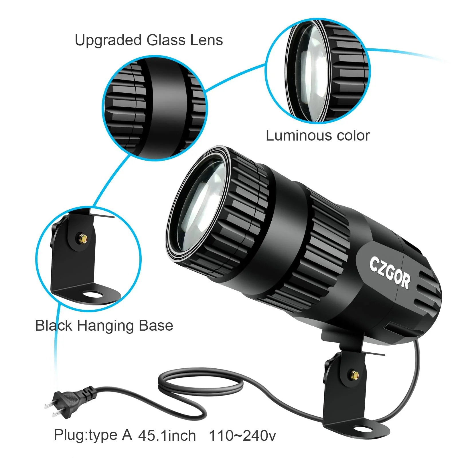 Led Pinspot Light 2 Pack, Czgor Disco Ball Spotlight 15W RGBW 4 in 1 Mirror Ball Lights with Remote Control Super Bright LED Pin Spot Light for Parties DJ Club Bar Wedding Medium 2.0 - Image 4