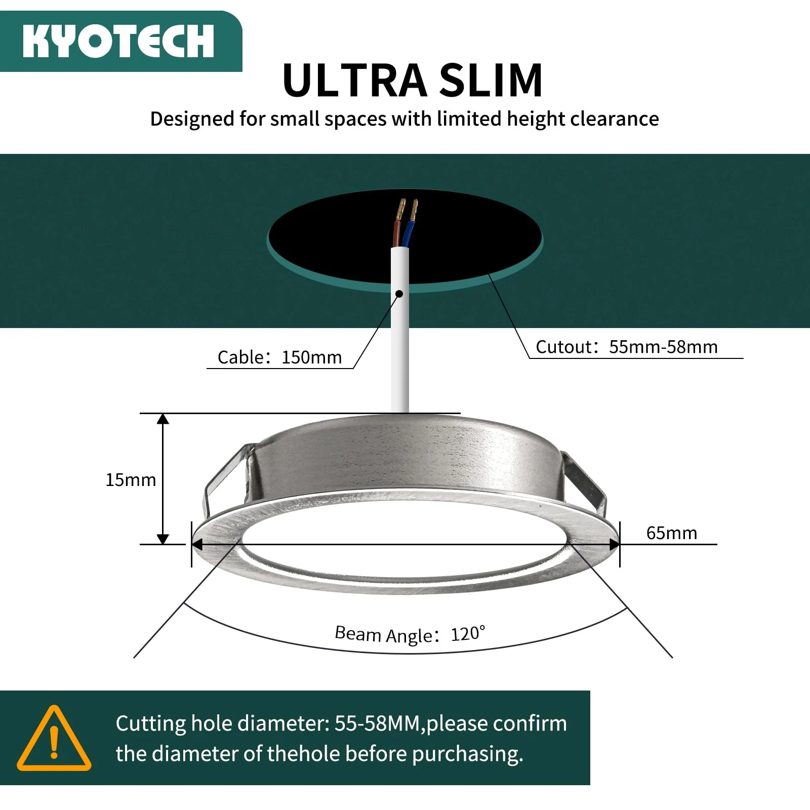 LED Recessed Spotlight 230 V G4 3.5 W 4000 K Neutral White 260 LM Furniture IP44 Recessed Light Kitchen Borehole 55-58 mm and 20 mm Flat Set of 3 Nickel-3 - Image 3