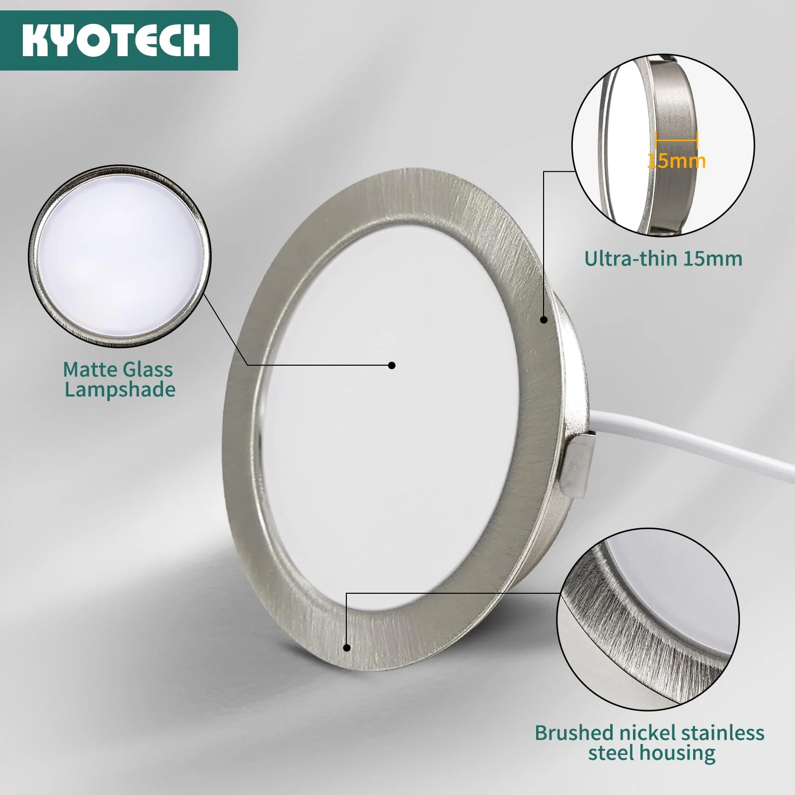 LED Recessed Spotlight 230 V G4 3.5 W 4000 K Neutral White 260 LM Furniture IP44 Recessed Light Kitchen Borehole 55-58 mm and 20 mm Flat Set of 3 Nickel-3 - Image 4