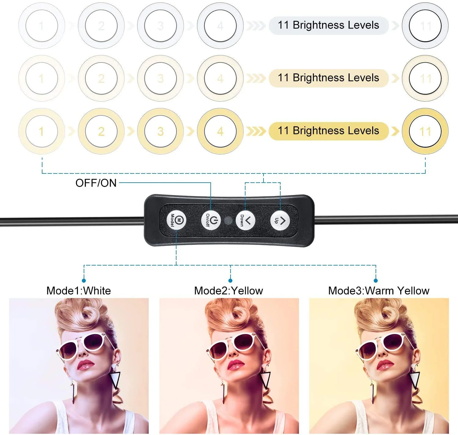 LED Ring Light 6" with Tripod Stand for YouTube Video and Makeup, Mini LED Camera Light with Cell Phone Holder Desktop LED Lamp with 3 Light Modes & 11 Brightness Level (6") - Image 3