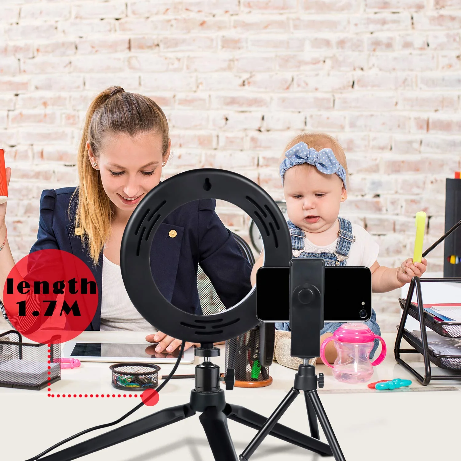 LED Ring Light 6" with Tripod Stand for YouTube Video and Makeup, Mini LED Camera Light with Cell Phone Holder Desktop LED Lamp with 3 Light Modes & 11 Brightness Level (6") - Image 4