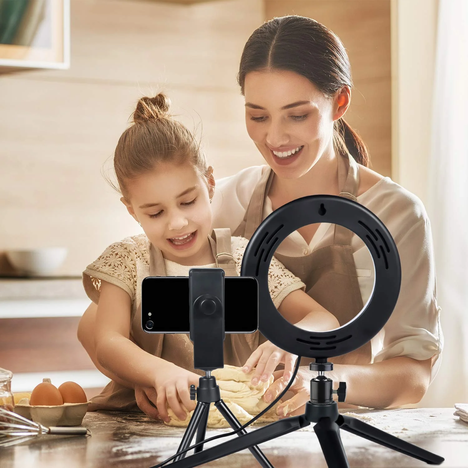 LED Ring Light 6" with Tripod Stand for YouTube Video and Makeup, Mini LED Camera Light with Cell Phone Holder Desktop LED Lamp with 3 Light Modes & 11 Brightness Level (6") - Image 5
