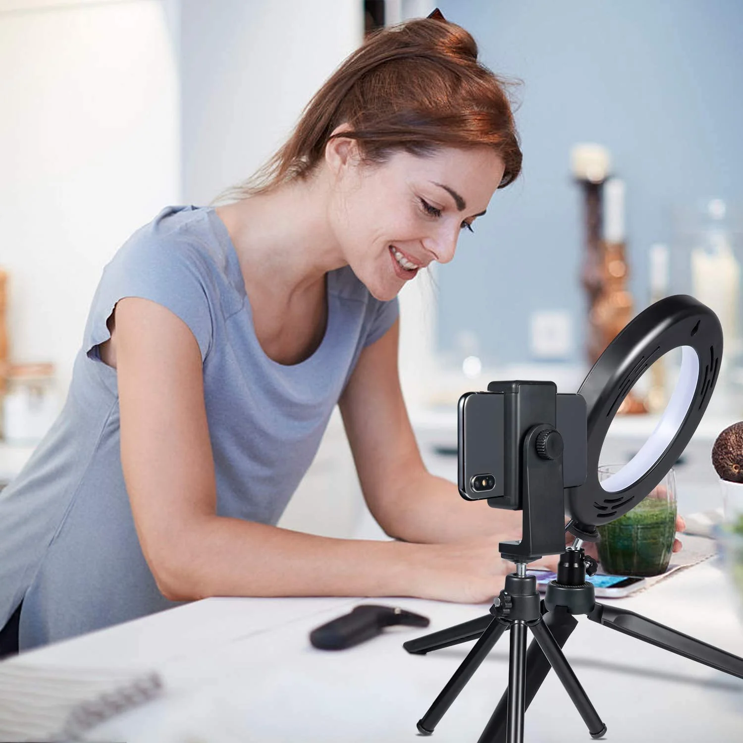 LED Ring Light 6" with Tripod Stand for YouTube Video and Makeup, Mini LED Camera Light with Cell Phone Holder Desktop LED Lamp with 3 Light Modes & 11 Brightness Level (6") - Image 6