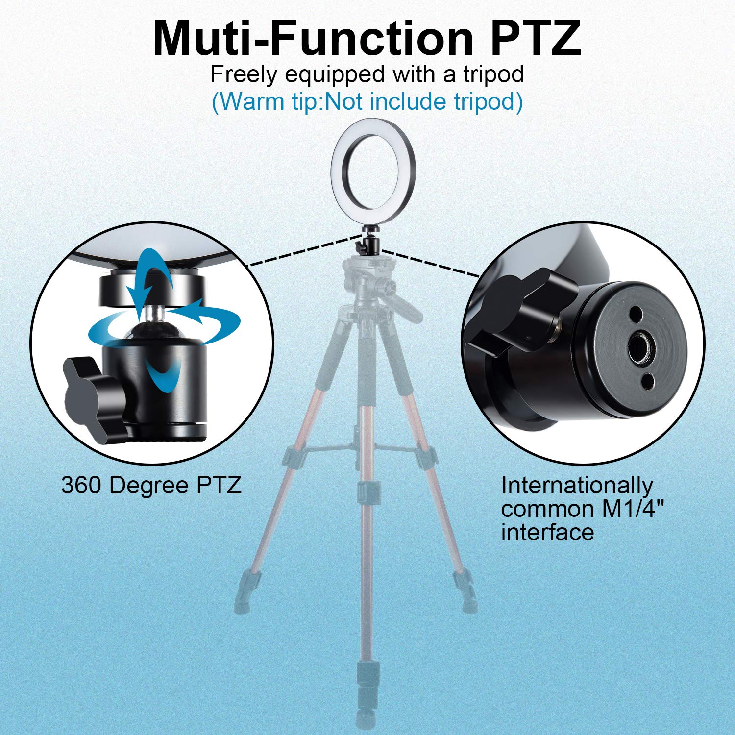 LED Ring Light 6" with Tripod Stand for YouTube Video and Makeup, Mini LED Camera Light with Cell Phone Holder Desktop LED Lamp with 3 Light Modes & 11 Brightness Level (6") - Image 7