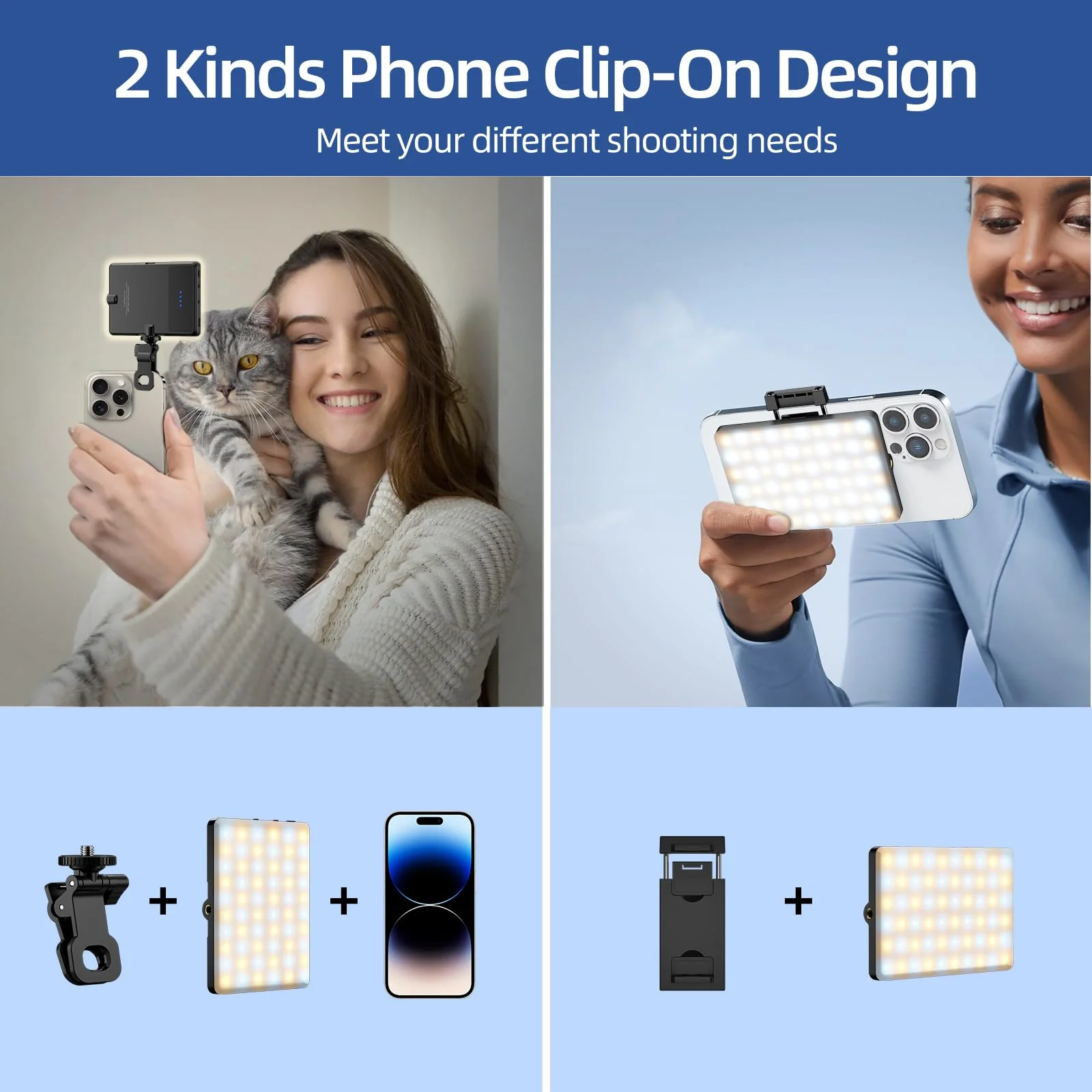 Led Selfie Light,Phone Light wtih Clip,3000mAh Rechargeable Selfie Light, Photo Light with 3 Light Modes, Portable Led Light for Phone,iPhone,Laptop,Pictures,Video Recording,TikTok, Selfie,Live,Vlog 3000mAh - Image 4