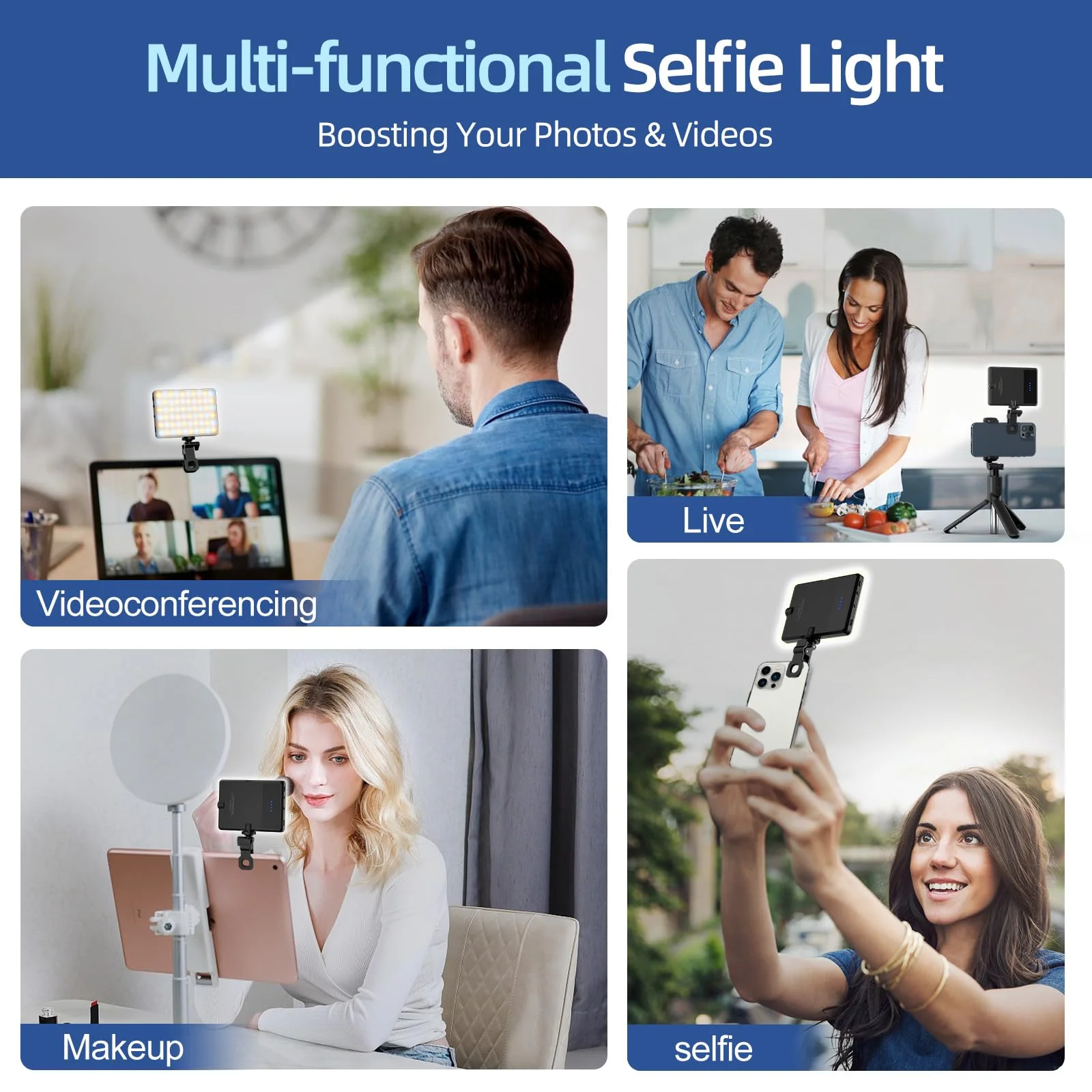 Led Selfie Light,Phone Light wtih Clip,3000mAh Rechargeable Selfie Light, Photo Light with 3 Light Modes, Portable Led Light for Phone,iPhone,Laptop,Pictures,Video Recording,TikTok, Selfie,Live,Vlog 3000mAh - Image 6