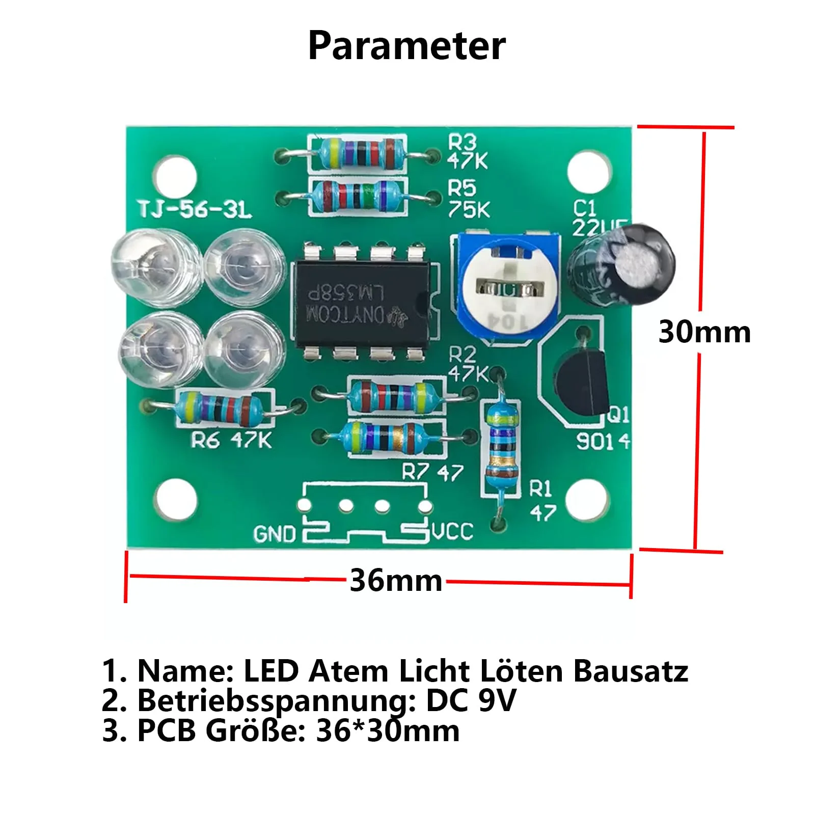 LED Soldering Set, LM358 Breath Light Kit, 2 Pieces, Flashing Lights, Fun Soldering Exercise, DIY Electronic Manufacture Assembly, Loose Parts - Image 4