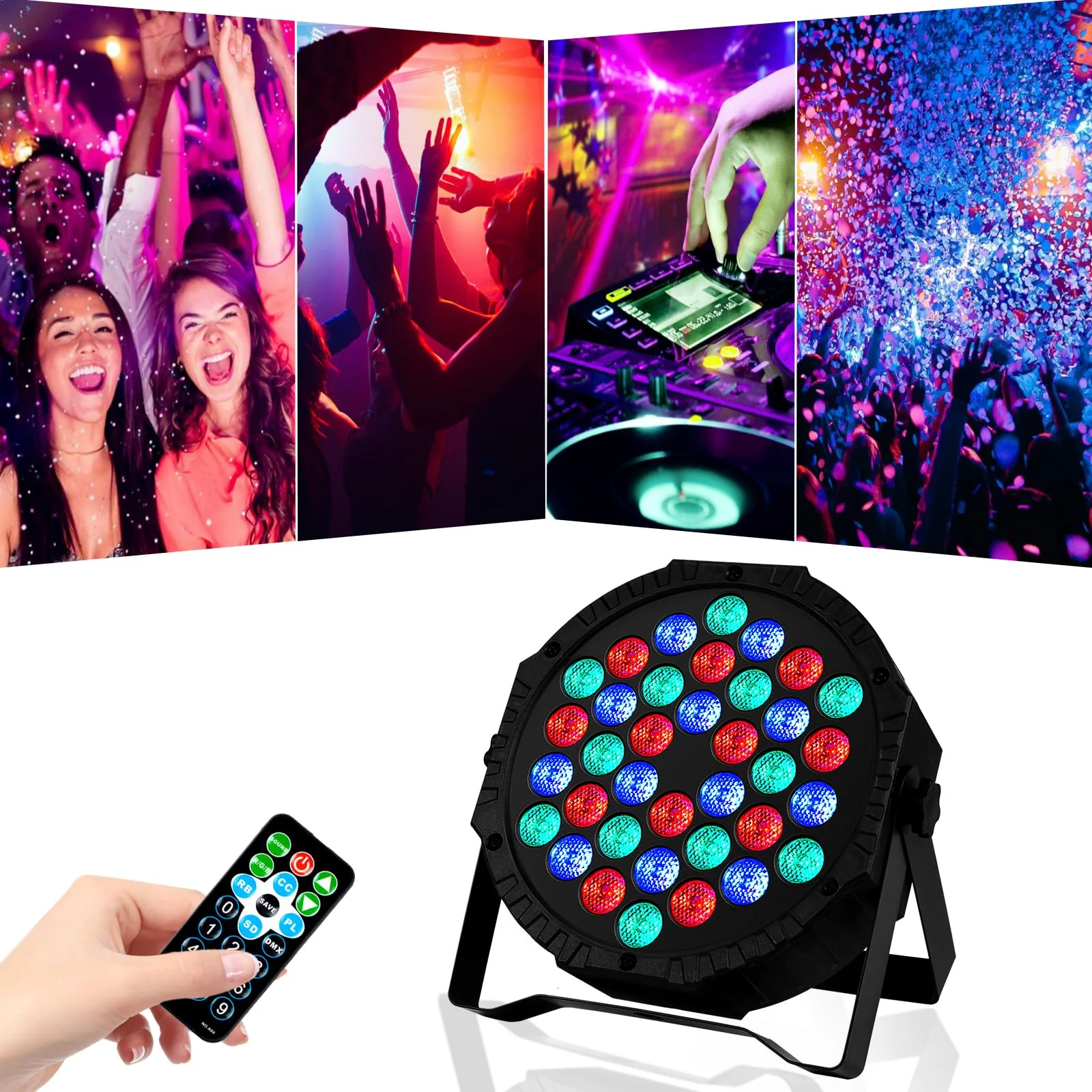 LED Stage DJ Par Lights: RGB 36 LED Uplights with Sound Activated Remote Control - Strobe Light for Parties Events Church Bar Wedding Dance Club DMX Lighting 1 Pack 1 PCS - Image 9
