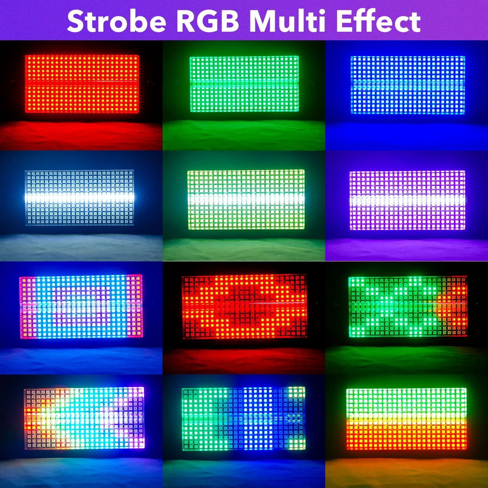 LED Stage Strobe Light, 8 Partition RGB 3-in-1 DMX512 Sound Activated Control Wall Wash Effects Lighting for dj Bar Disco Party Events Wedding Church - Image 2