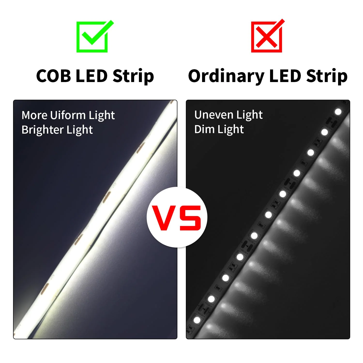 Led Strip Light 5V USB 6.56ft/2m 6000k White COB Led Tape Light 640LEDs CRI93+ Super Bright Dimmable Flexible Led Lights for TV Backlight, Mirror, Kitchen, Cabinets, Bedroom Decor - Image 6