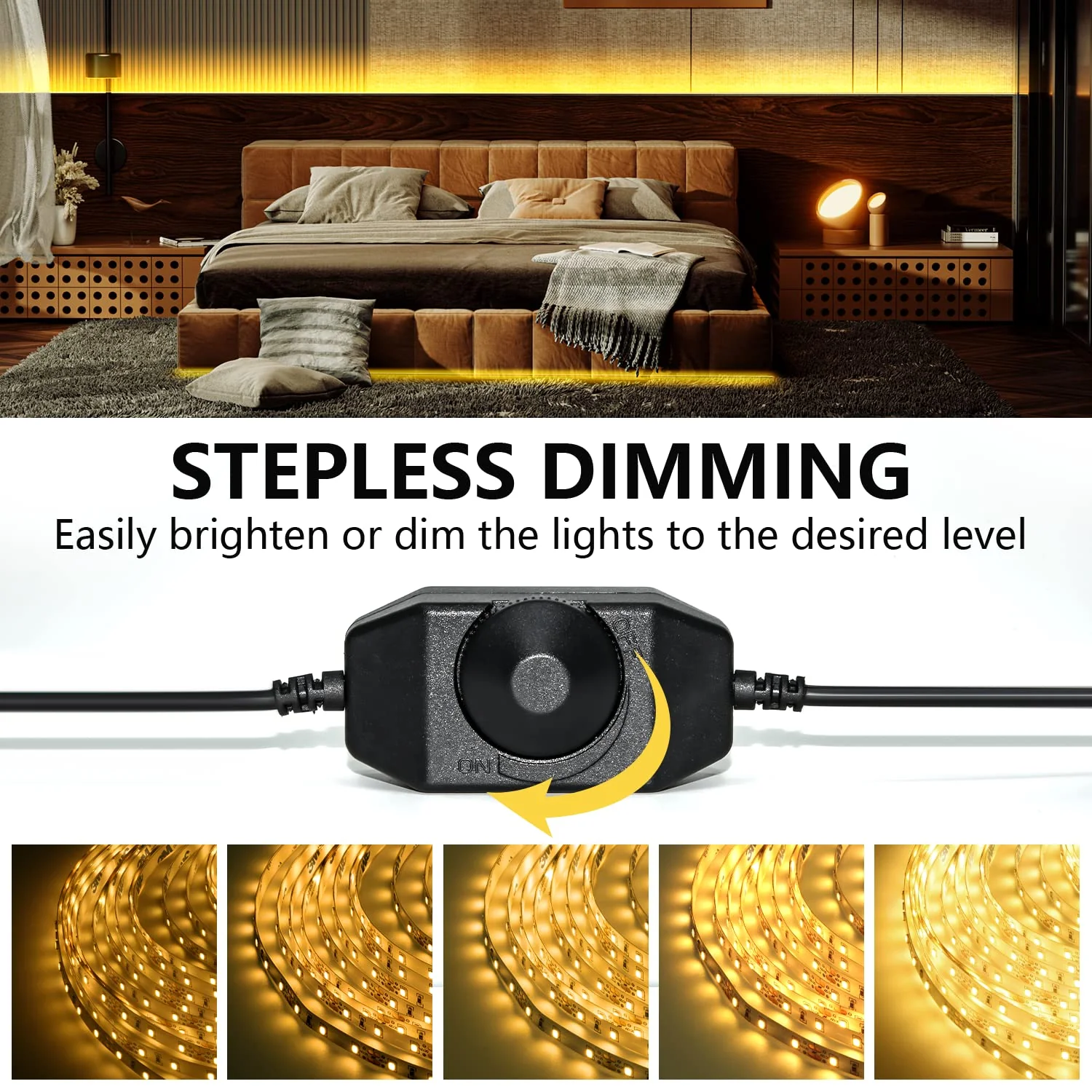 LED Strip Lights 100ft Dimmable 3000K Bright Warm White Strip Lighting, 30M 1800 LEDs 2835 Flexible Ribbon Light 12V LEDs Tape LED Lights for Bedroom Kitchen Home Decoration - Image 2