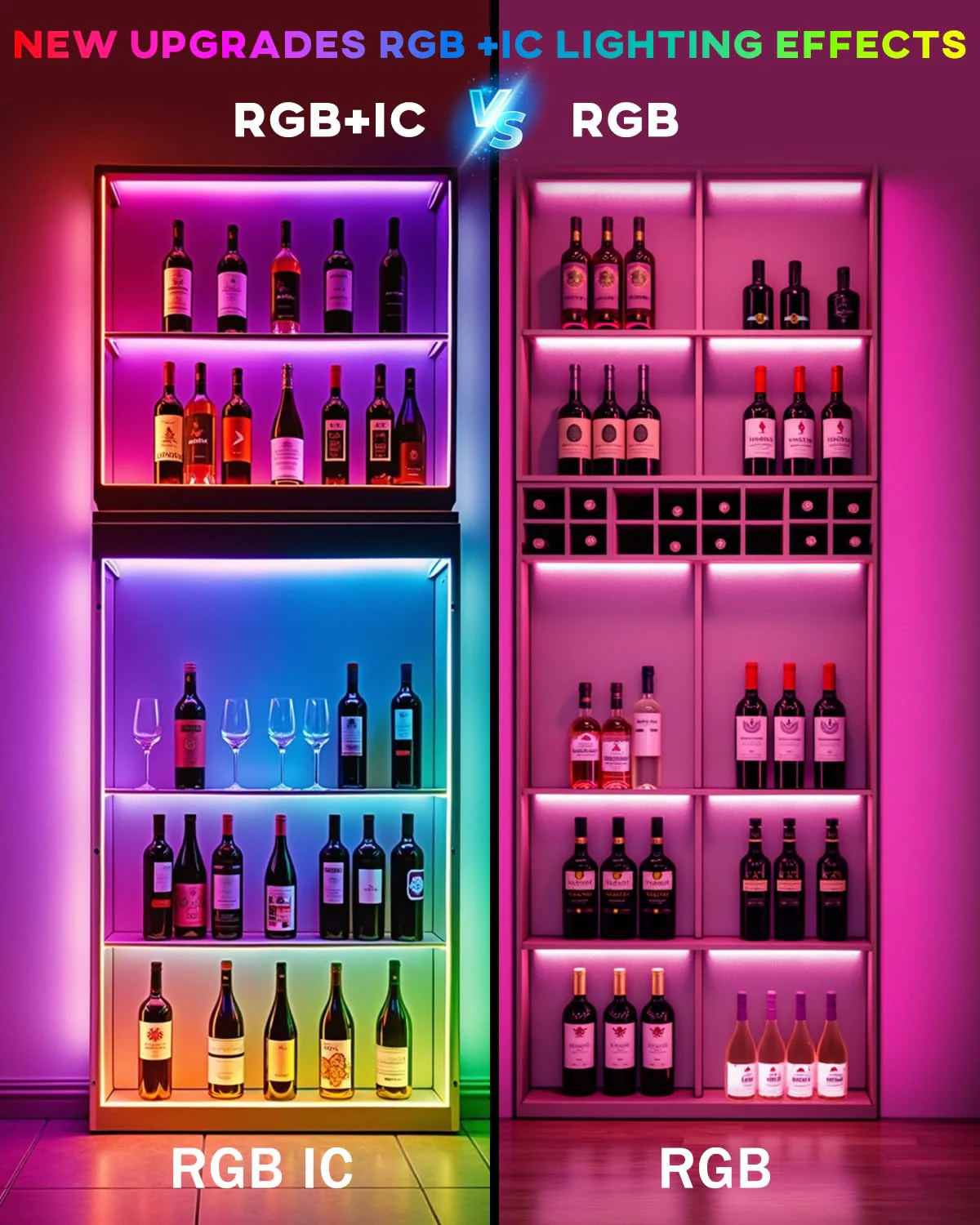 LED Strip Lights 4 Pre-Cut RGB Led Light Strip With APP & Remote Control, Multi-color Music Sync Changing Strip Lights for Cabinets Shelf Closets TV Backlight Kitchen Bedroom, With Power Adapter - Image 5