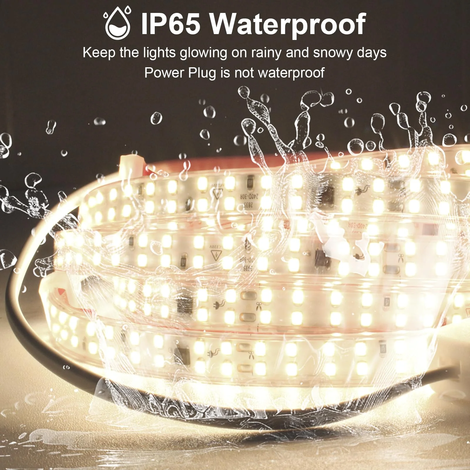 LED Strip Lights Outdoor Waterproof 16.4FT AC 110 Volts Cuttable LED Light 5M 240LEDs/m 4000K with Adhesive Double LED Bead Lighting for Bedroom Indoor Patio Christmas Decor White 4000K - Image 3