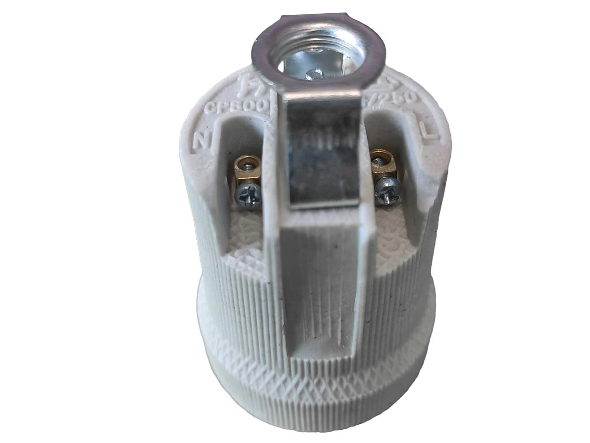 LEDLUX 2 Pack E27 Ceramic Lamp Holder with Screw Terminals for Electric Wires and Iron Hooks for Hanging Construction Site Insert - Image 2