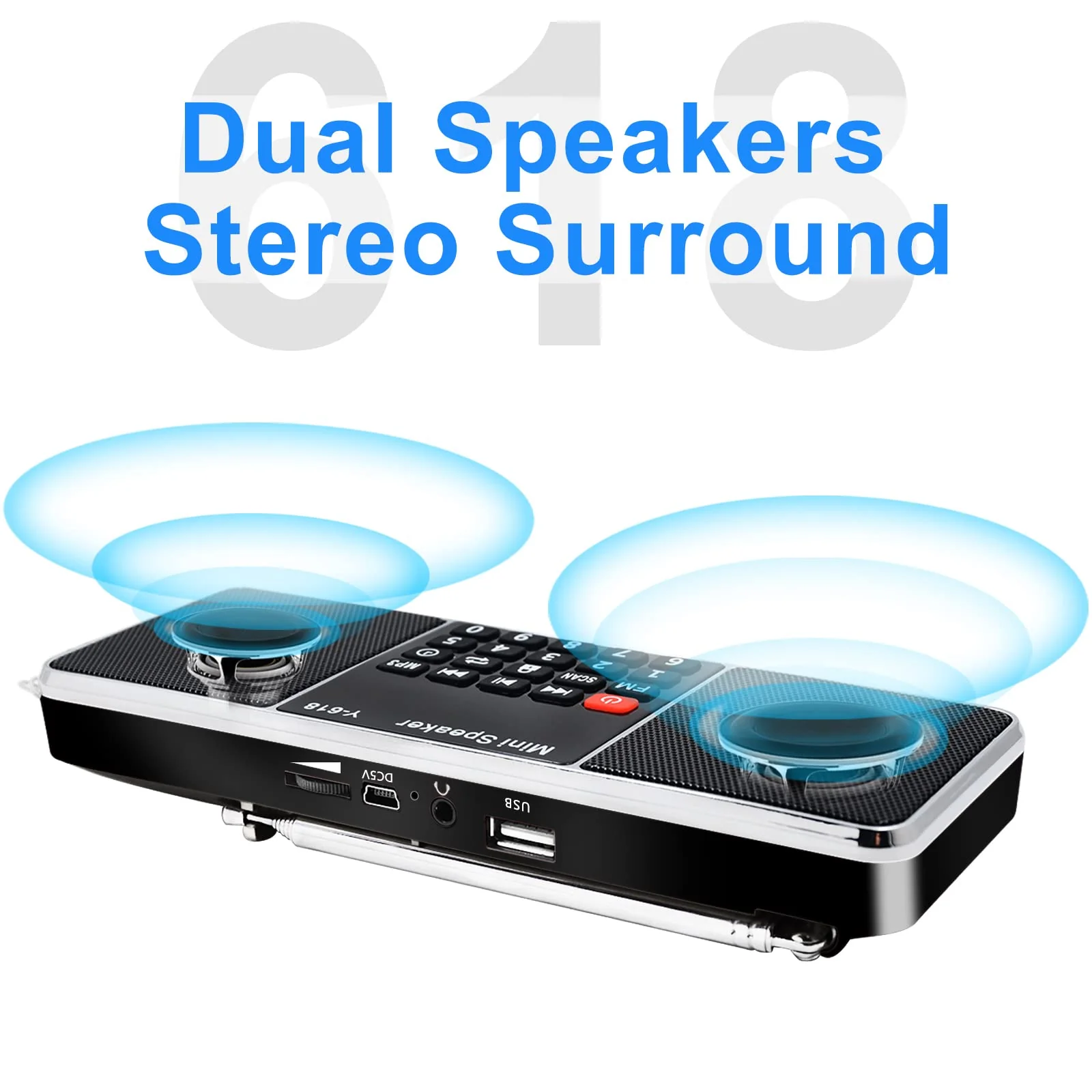 LEFON Multifunction Digital FM Radio Media Speaker MP3 Music Player Support TF Card USB Drive with LED Screen Display and Setting Timing Shutdown Function (Black) Black - Image 2