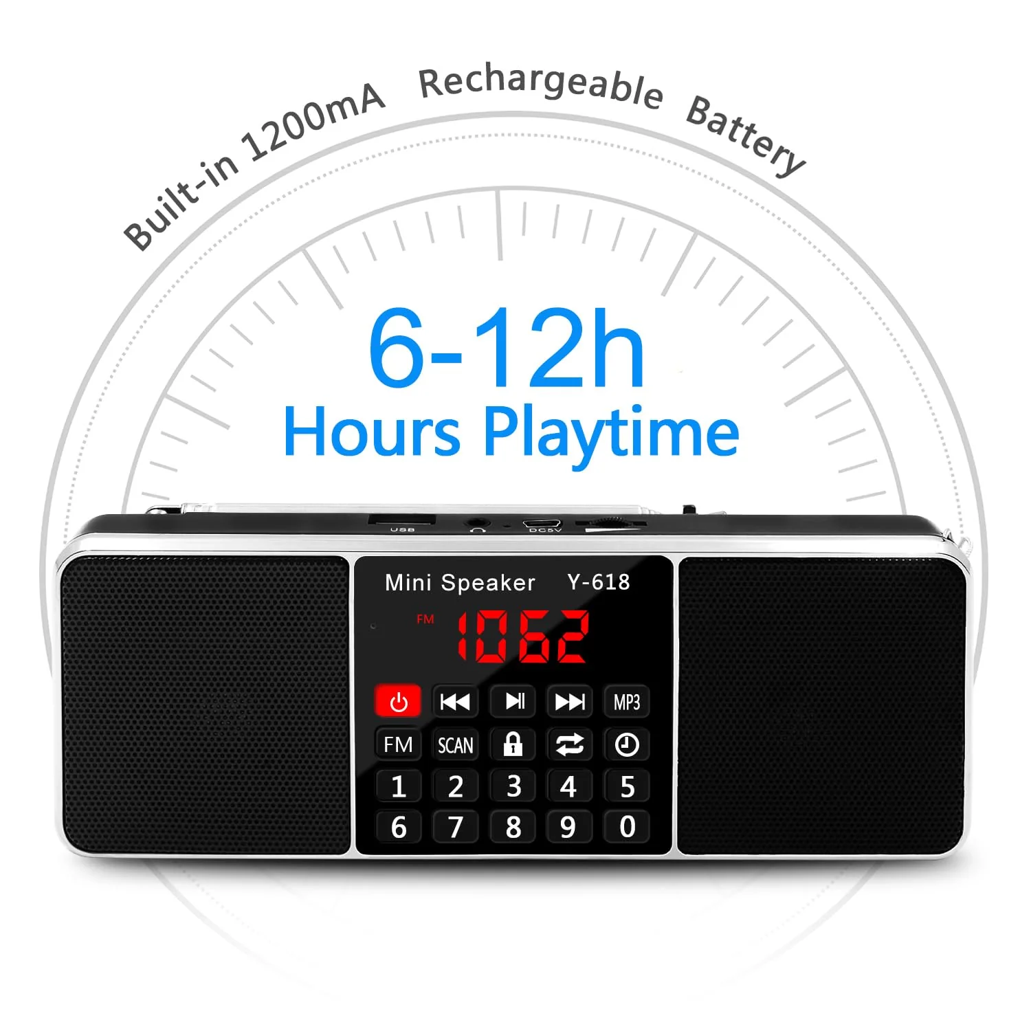 LEFON Multifunction Digital FM Radio Media Speaker MP3 Music Player Support TF Card USB Drive with LED Screen Display and Setting Timing Shutdown Function (Black) Black - Image 3