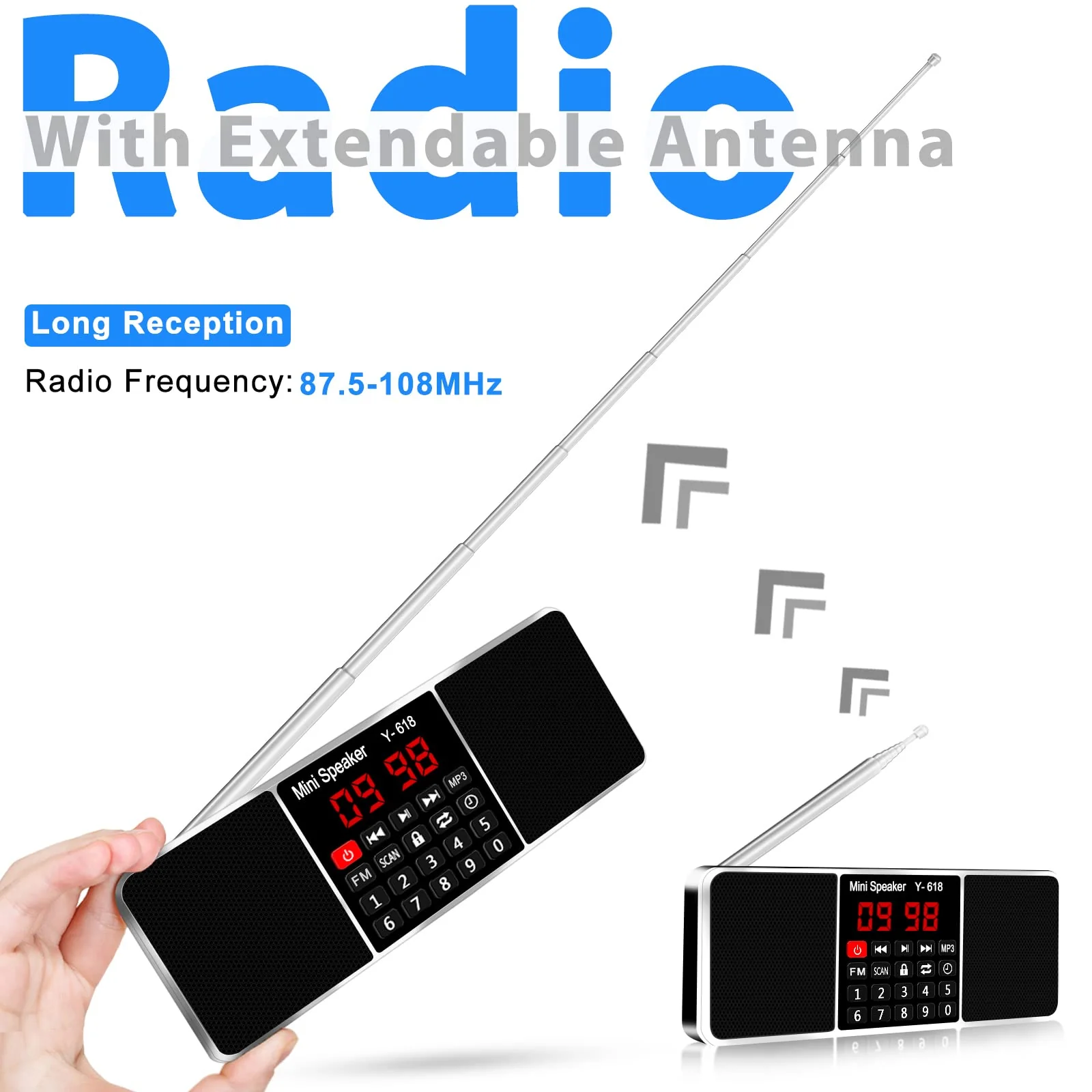 LEFON Multifunction Digital FM Radio Media Speaker MP3 Music Player Support TF Card USB Drive with LED Screen Display and Setting Timing Shutdown Function (Black) Black - Image 5