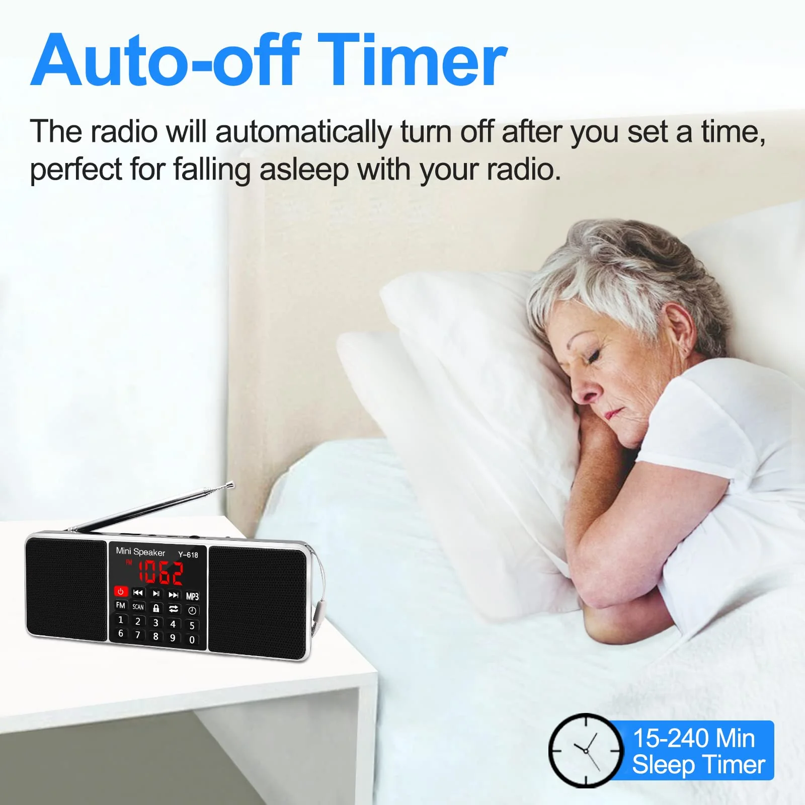 LEFON Multifunction Digital FM Radio Media Speaker MP3 Music Player Support TF Card USB Drive with LED Screen Display and Setting Timing Shutdown Function (Black) Black - Image 6