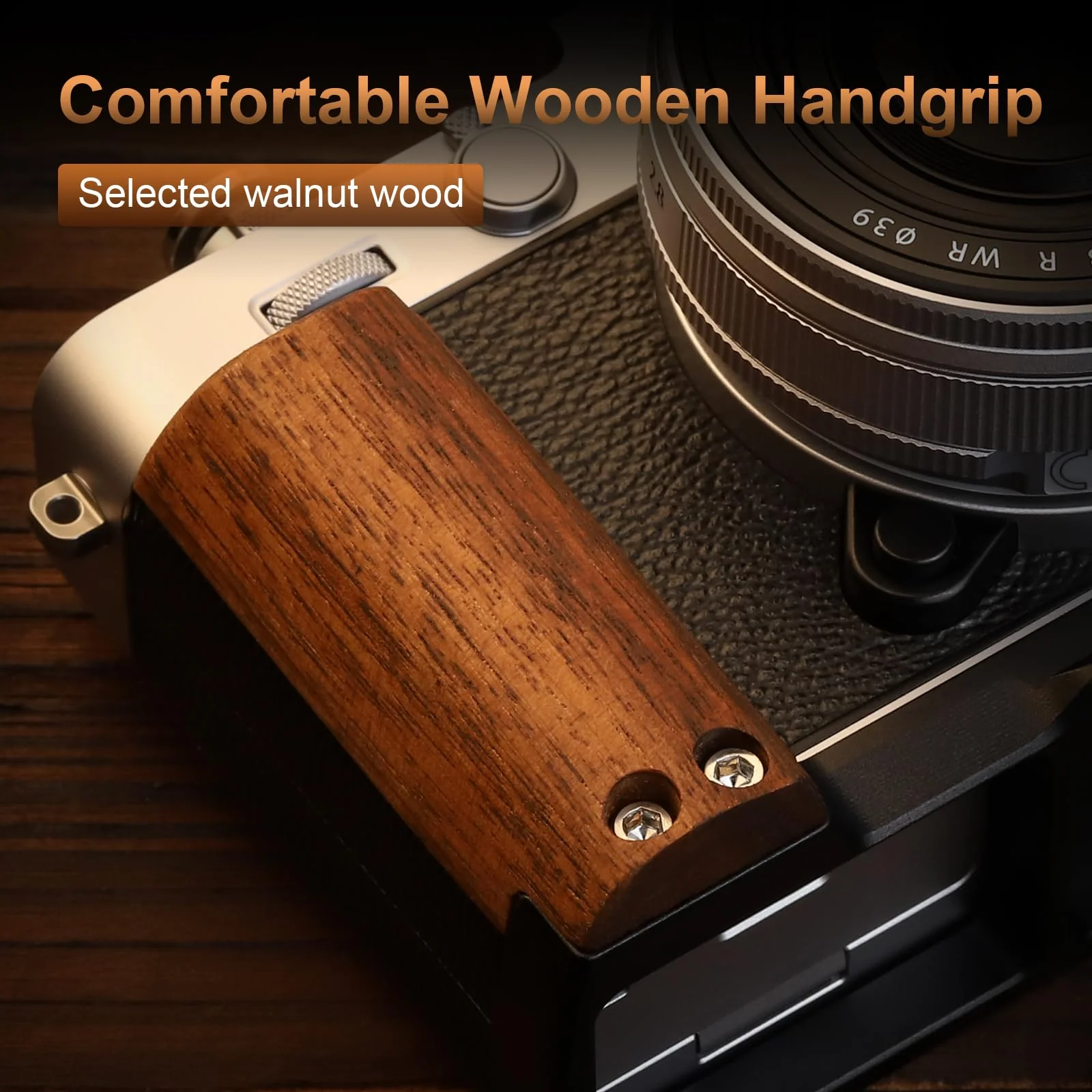 Leftfoto X-E5 Retro Handgrip L-Shape Bracket with Walnut Wooden Grip for Fujifilm X-E5 Camera,with Built-in Bottom Arca Quick Release Plate,Black Black - Image 4