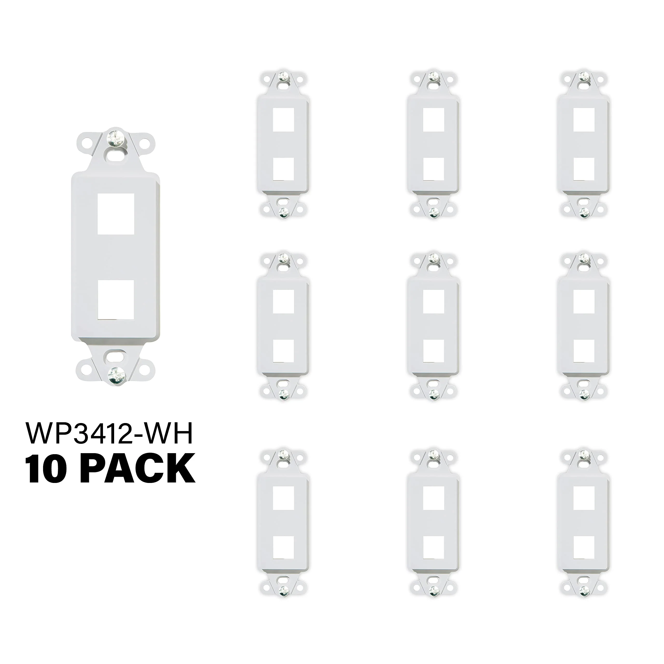 Legrand - OnQ 2 Port Decorator Outlet Strap, Wall Outlet Cover, Keystone Wall Plate, Outlet Cover for Keystone Wall Plate 2 Port, White, WP3412WH, 10 Pack Pack of 10 - Image 3